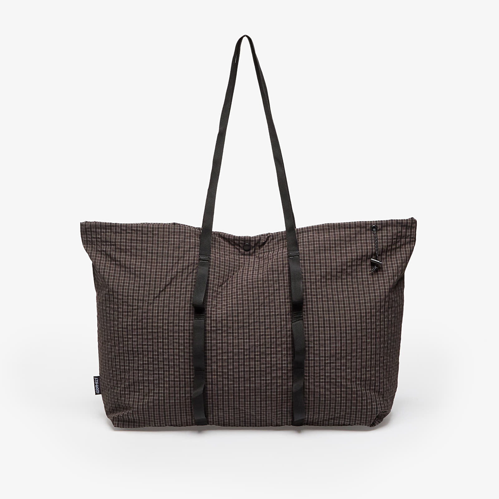 Bolsas de ombro masculinas Gramicci Plaid Climbing Tote Deep Brown