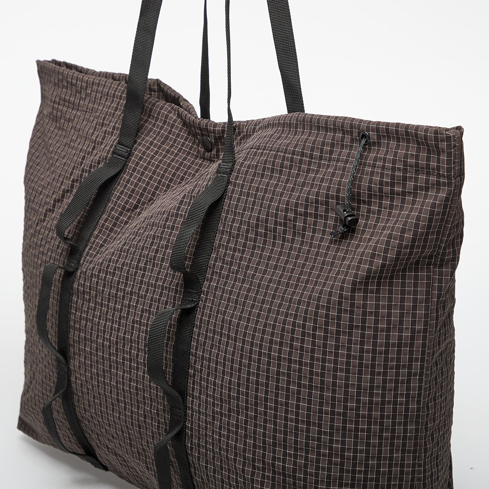 Bolsas de ombro masculinas Gramicci Plaid Climbing Tote Deep Brown