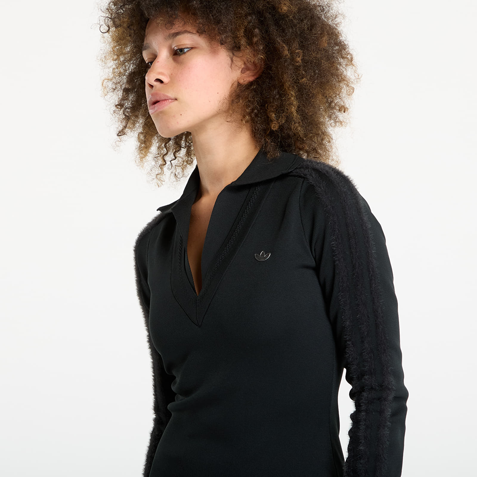 Dámské šaty adidas Long Sleeve Collared Dress Black