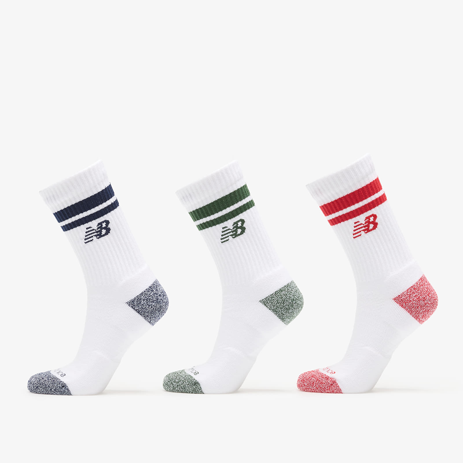 Мъжки чорапи New Balance Active Lifestyle Striped Crew Socks 3-Pack White
