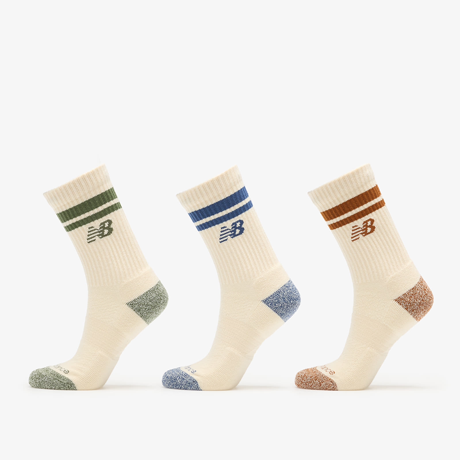 Мъжки чорапи New Balance Active Lifestyle Striped Crew Socks 3-Pack Beige