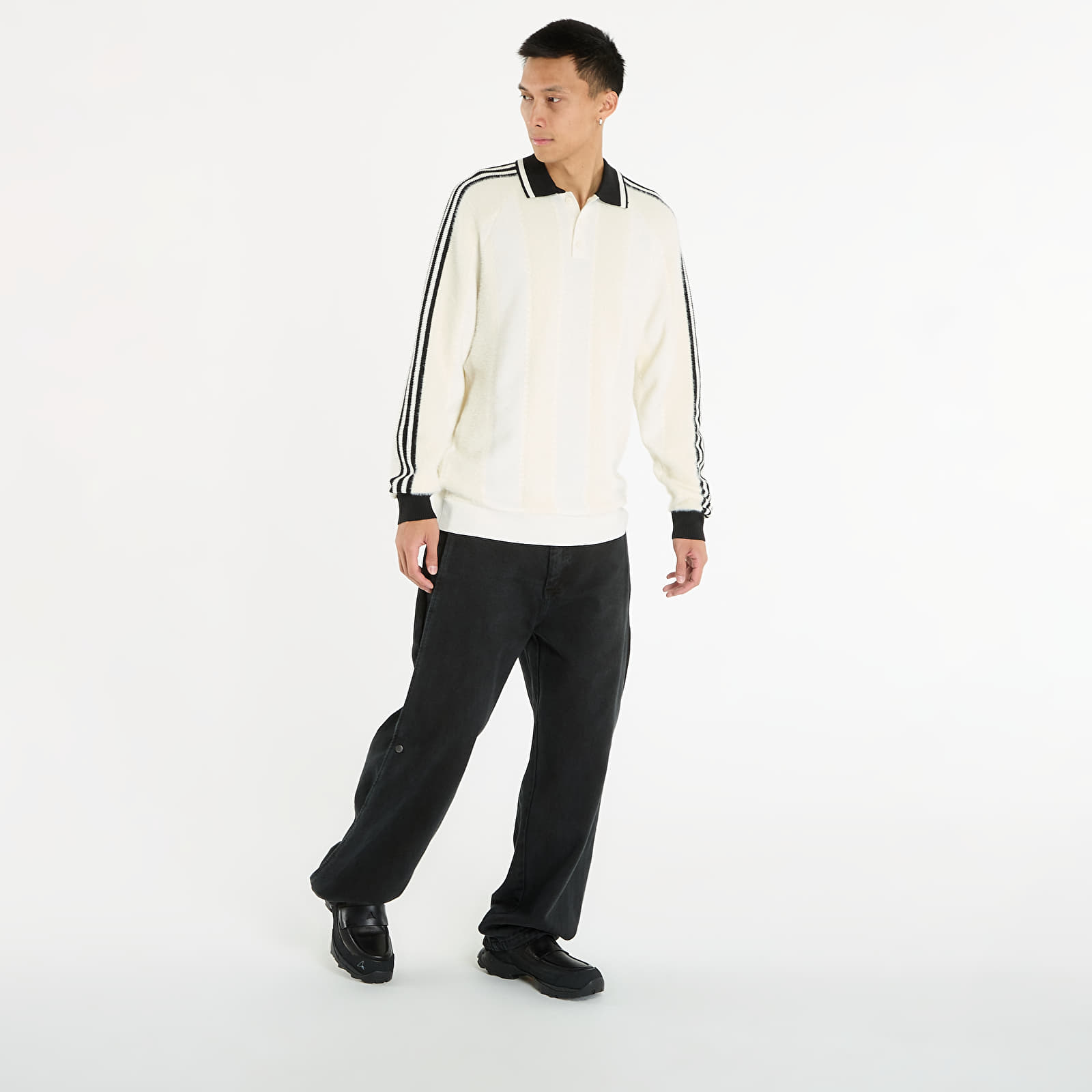Herenshirts adidas Premium Knitted Jersey Cream White/ Preloved Red