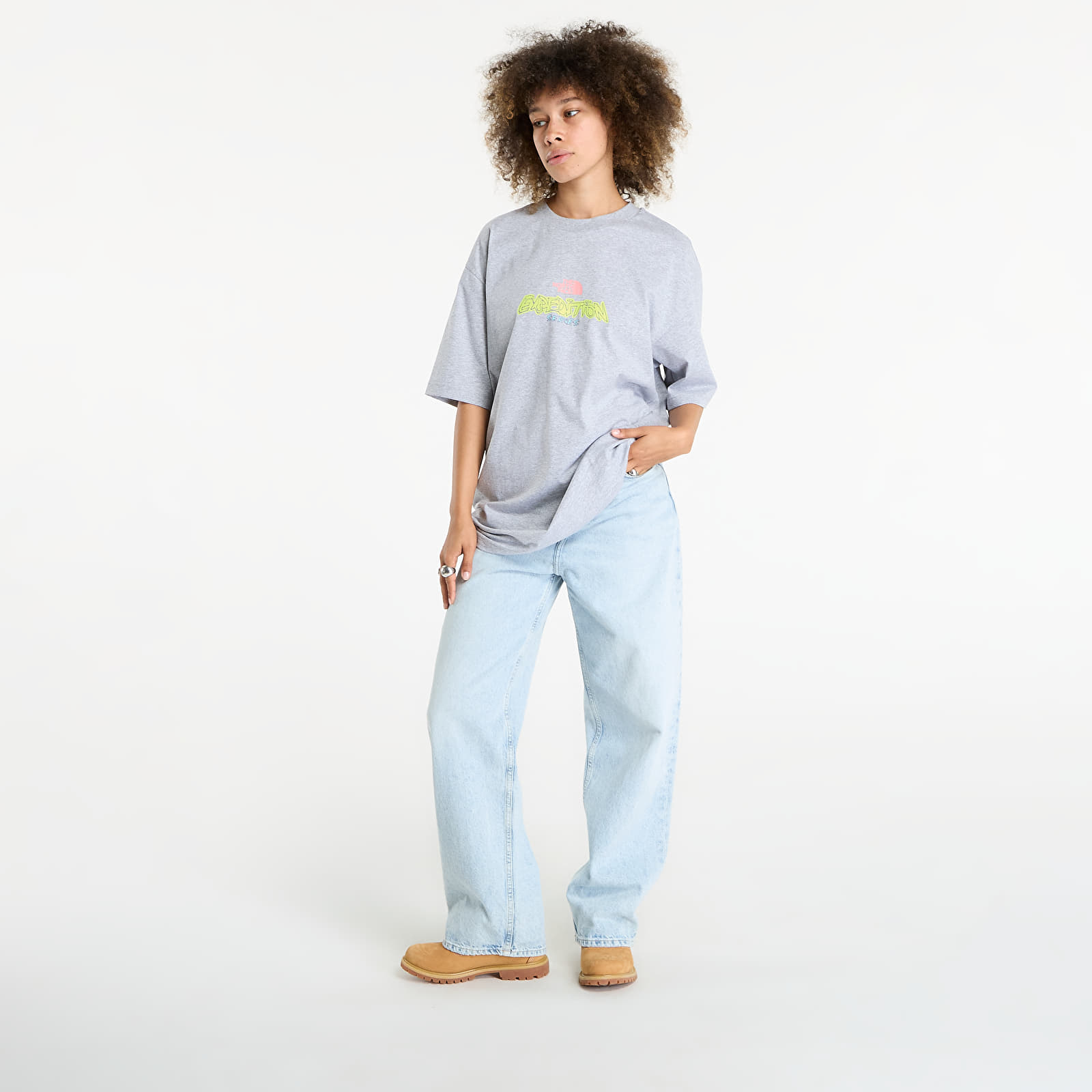 Men's T-shirts The North Face U Expedition Celebration Oversized S/S Tee UNISEX Light Grey Heather