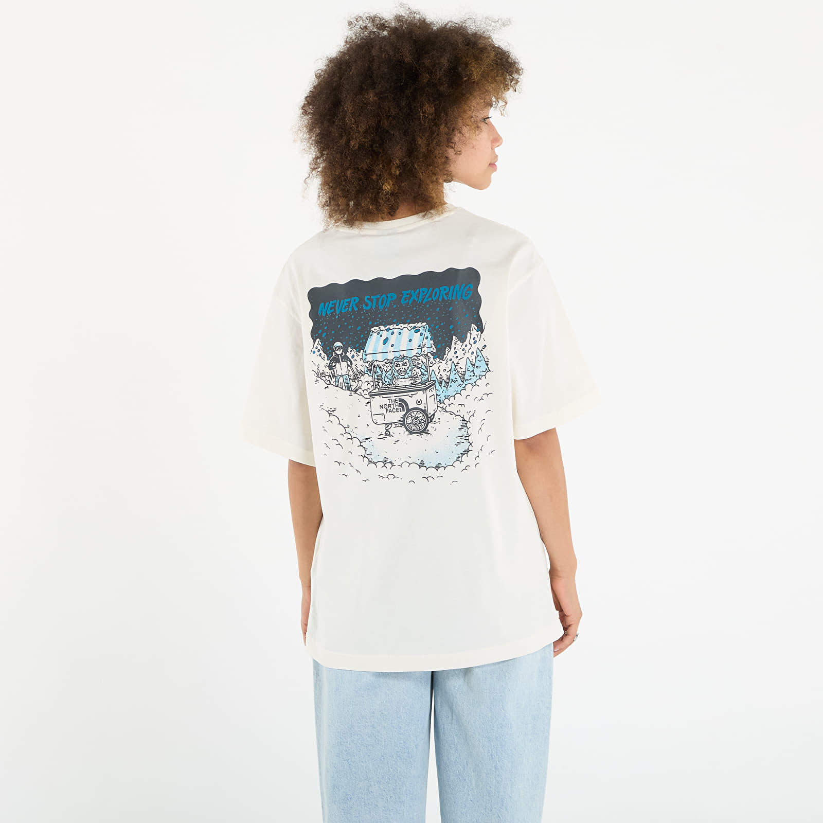 Pánská trička The North Face U Powder Days Relaxed S/S Tee Graphic UNISEX White Dune
