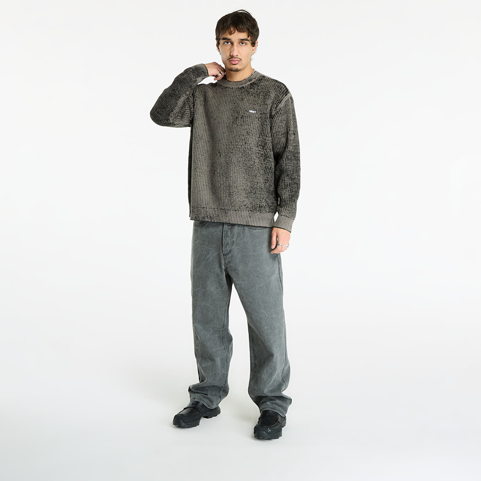 Hanorace pentru bărbați OBEY Spray Effect Sweater Black Multi