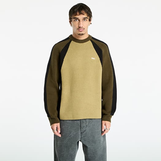 OBEY Raglan Crew Neck Sweater Mermaid Green Multi