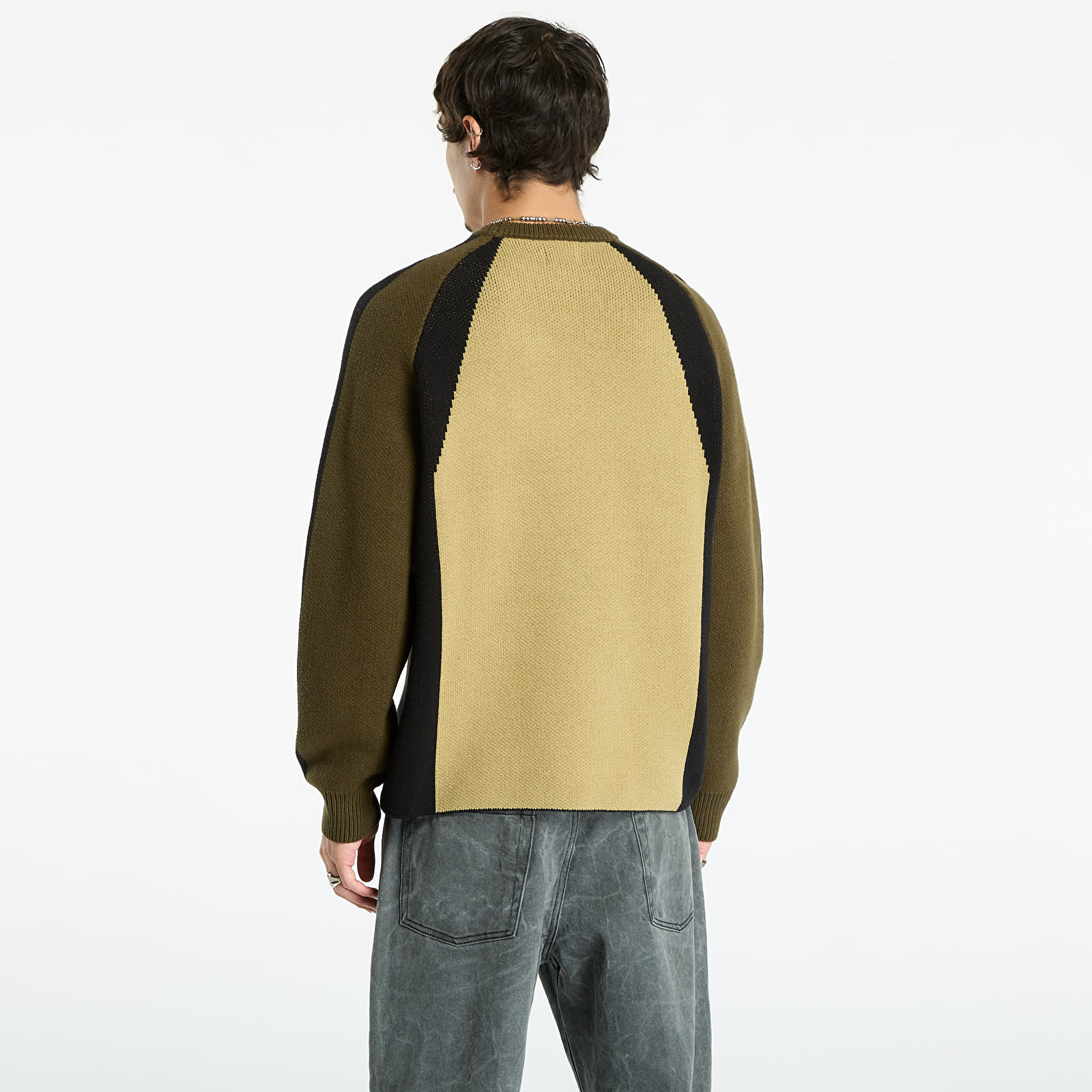 Hanorace pentru bărbați OBEY Raglan Crew Neck Sweater Mermaid Green Multi