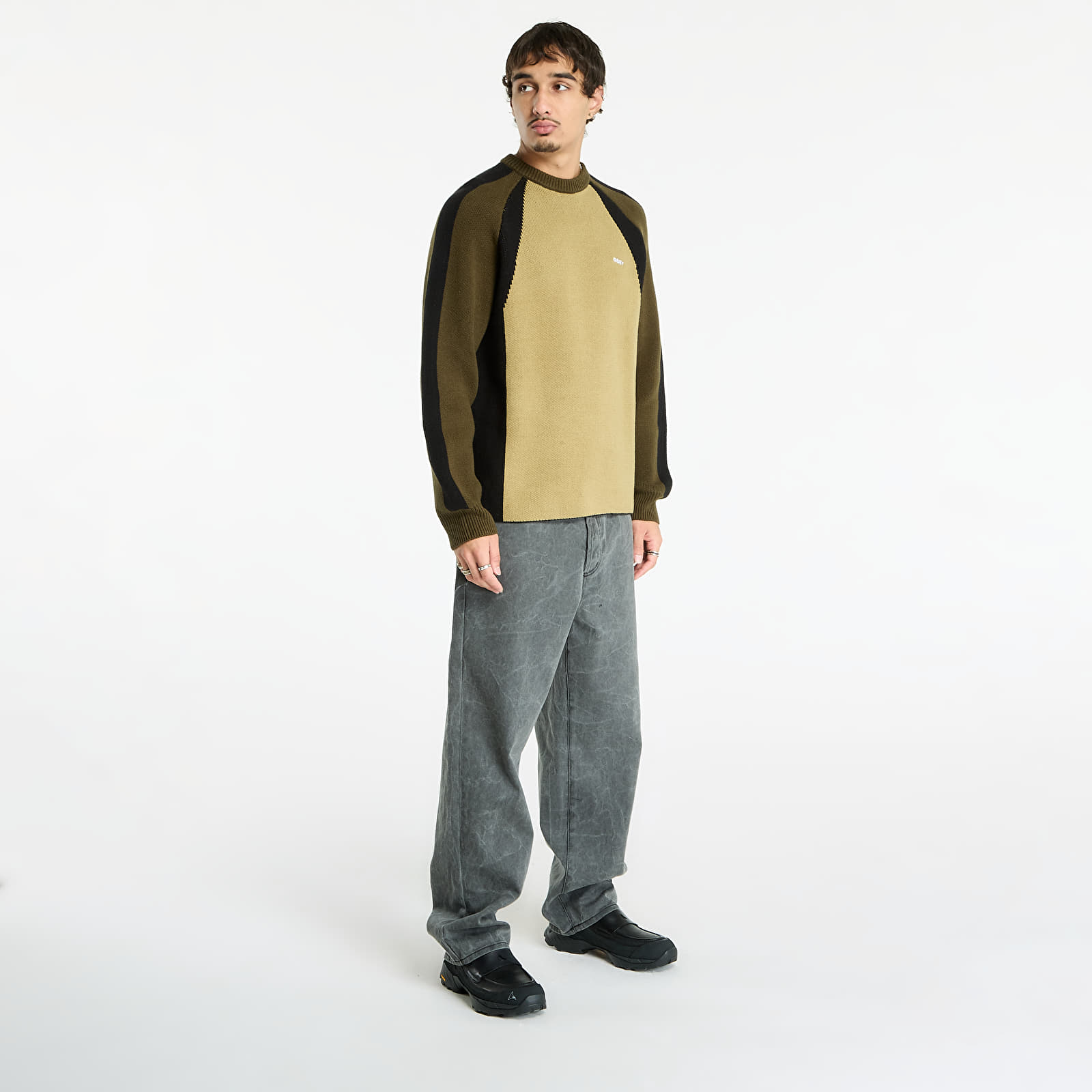 Hanorace pentru bărbați OBEY Raglan Crew Neck Sweater Mermaid Green Multi