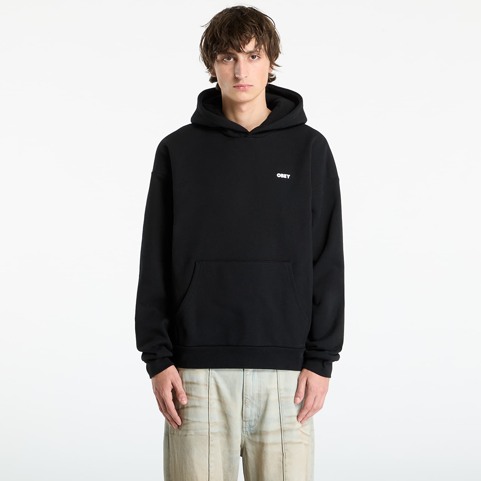 Herren-Sweatshirts OBEY Bold Star Extra Heavy Hood Black