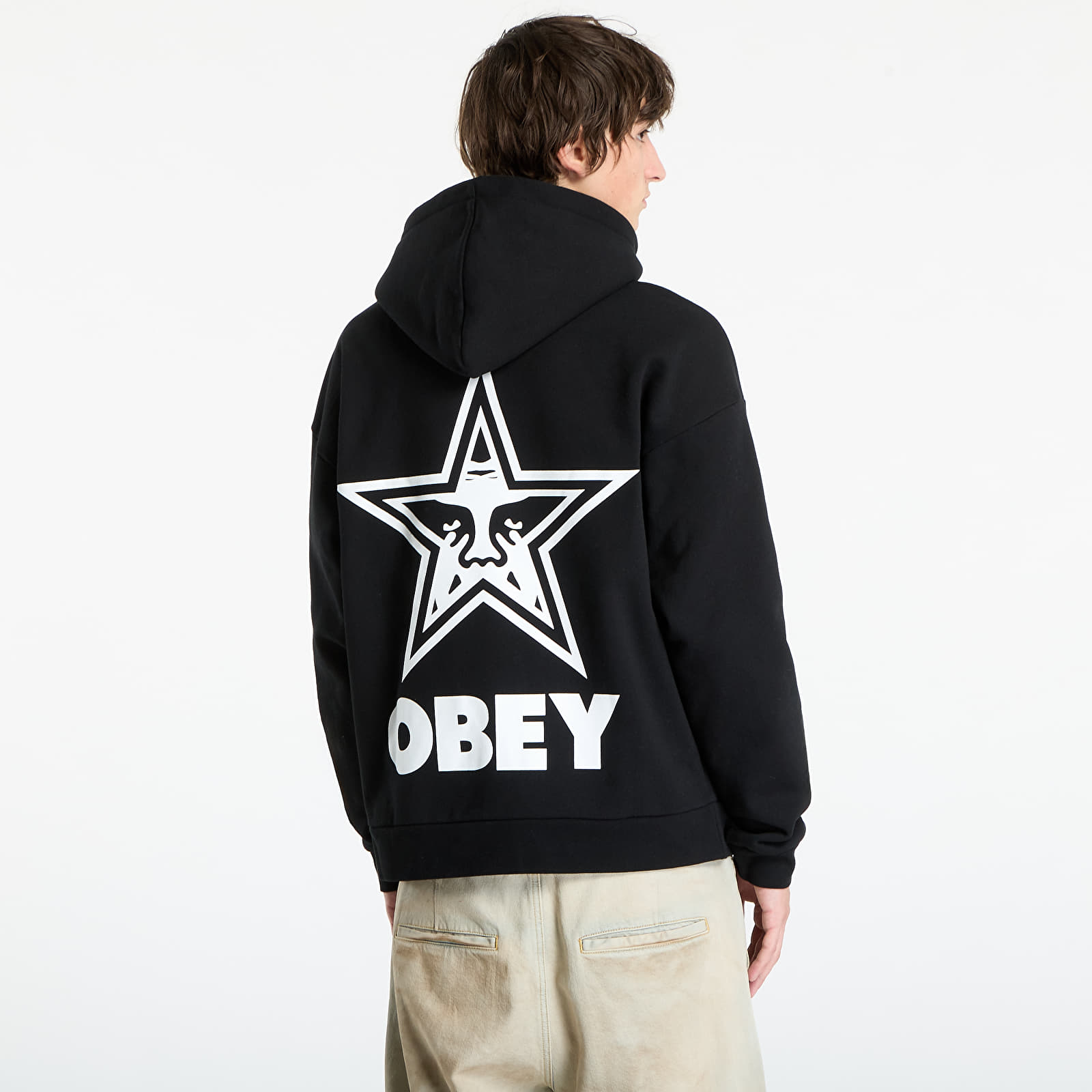 Herren-Sweatshirts OBEY Bold Star Extra Heavy Hood Black