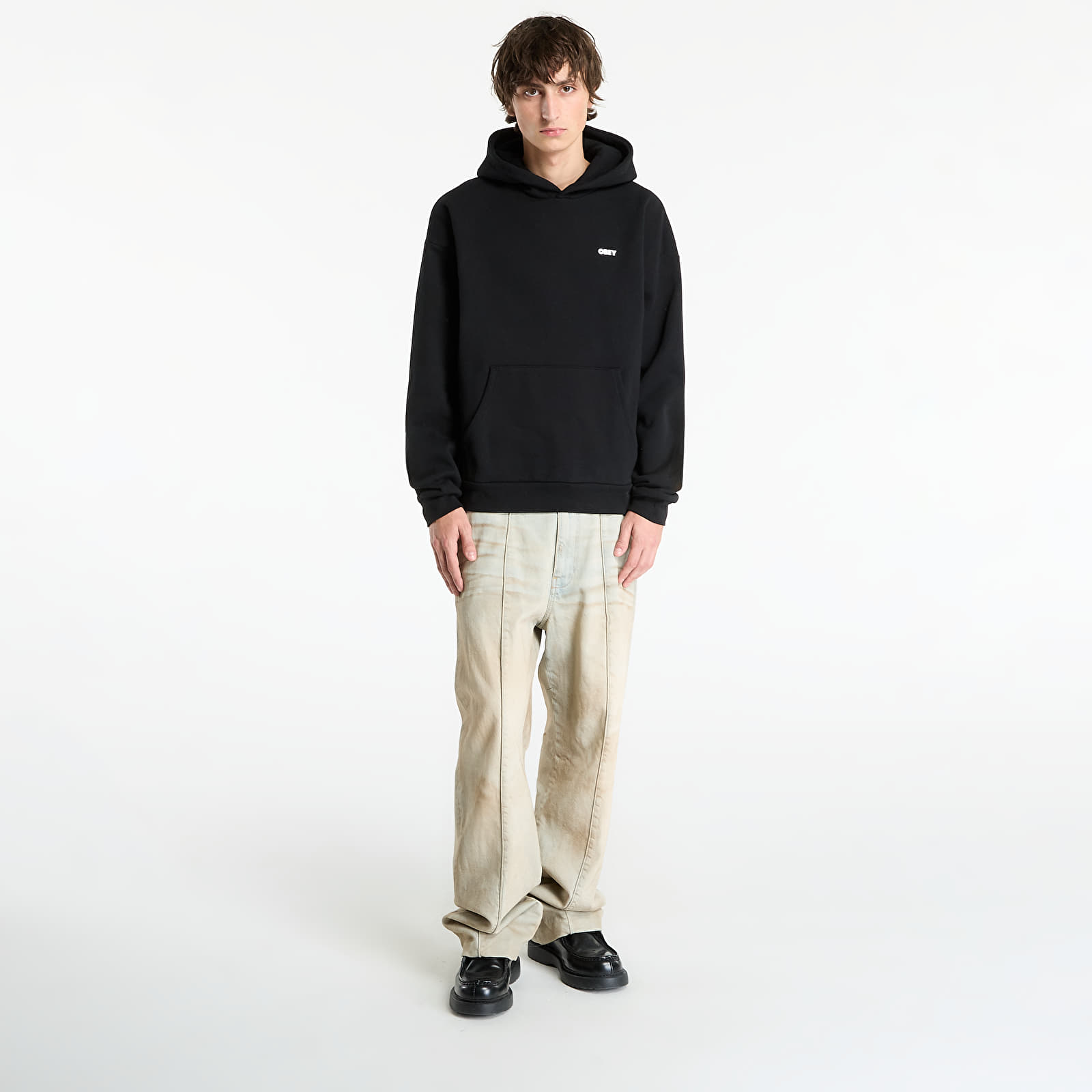 Herren-Sweatshirts OBEY Bold Star Extra Heavy Hood Black