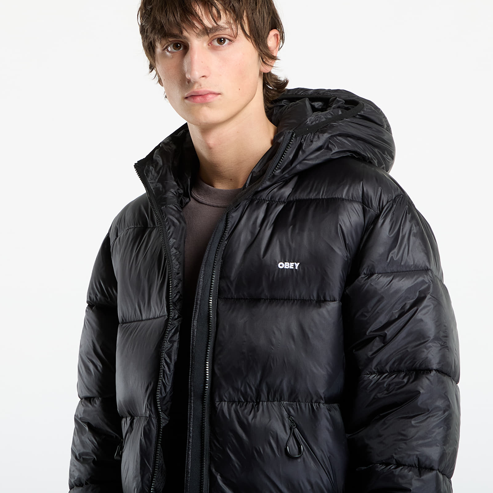 Herrenjacken OBEY Stratus Puffer Jacket Black