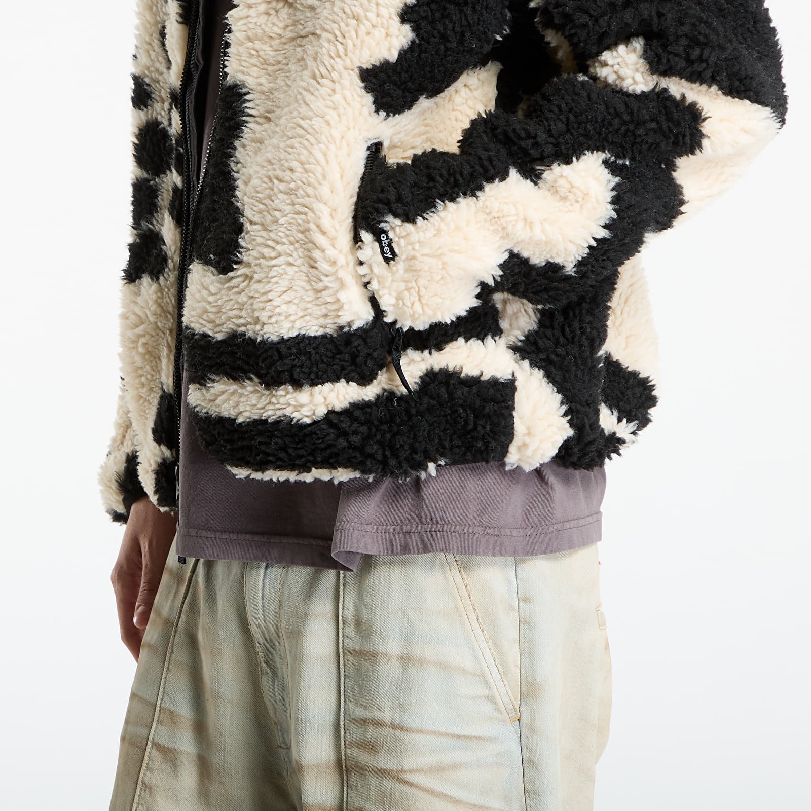 Pánské bundy OBEY Shaggy Sherpa Jacket Clay Multi