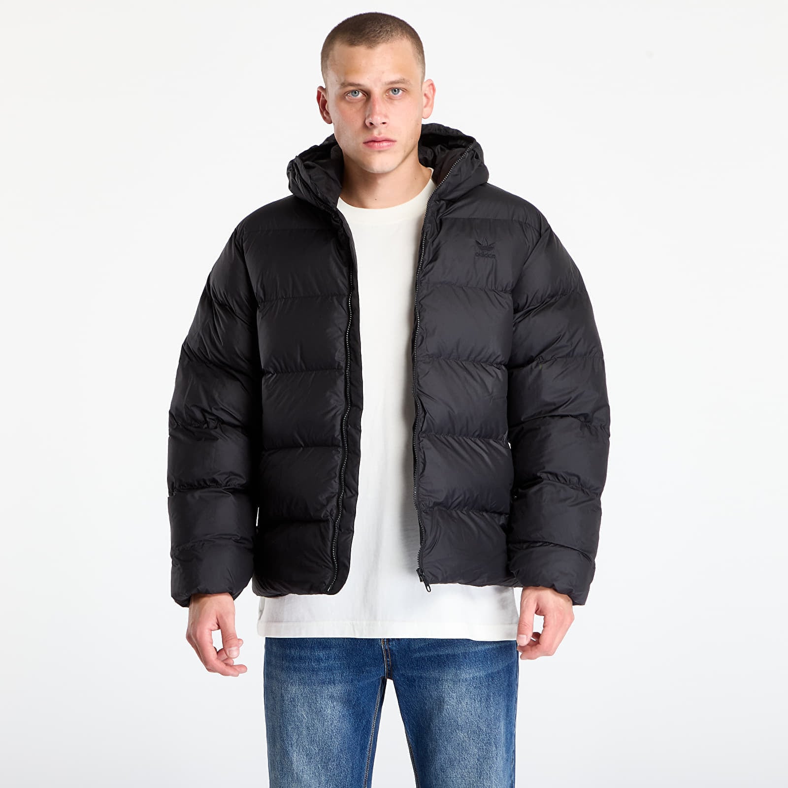 Geacă cu pene adidas Tonal Hooded Puffer Jacket Black L