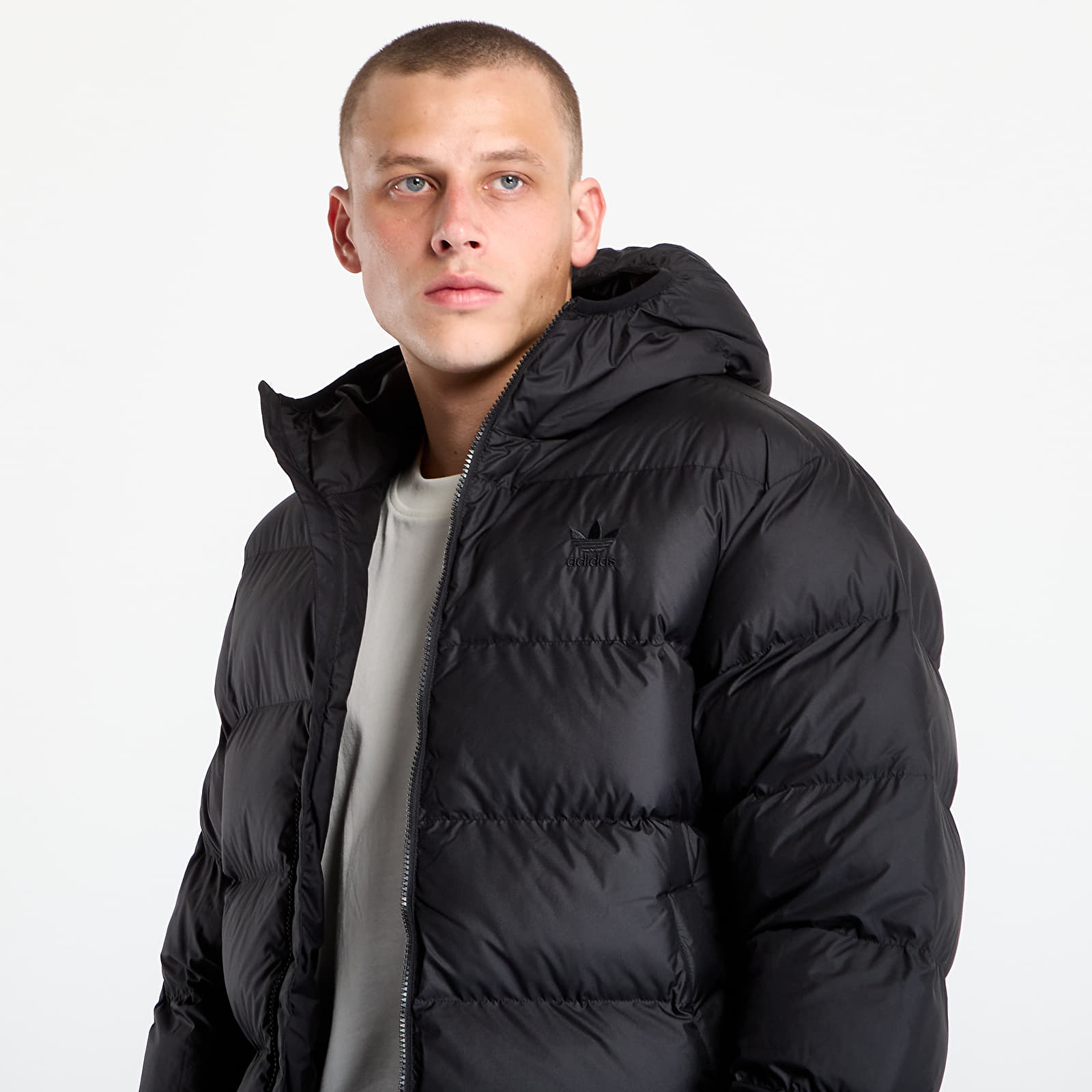 Dunjakker for menn adidas Tonal Hooded Puffer Jacket Black