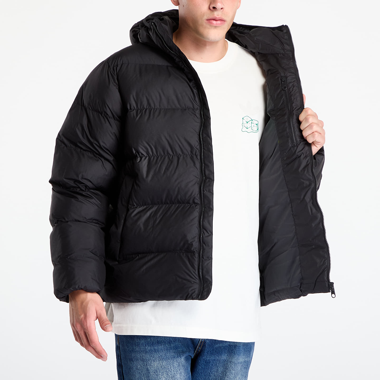 Dunjakker for menn adidas Tonal Hooded Puffer Jacket Black