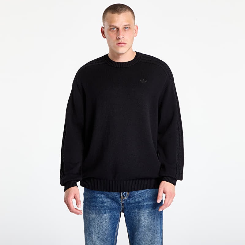 Sweater adidas Premium Essentials Knit Crewneck Black/ Semi Lucid Fuchsia