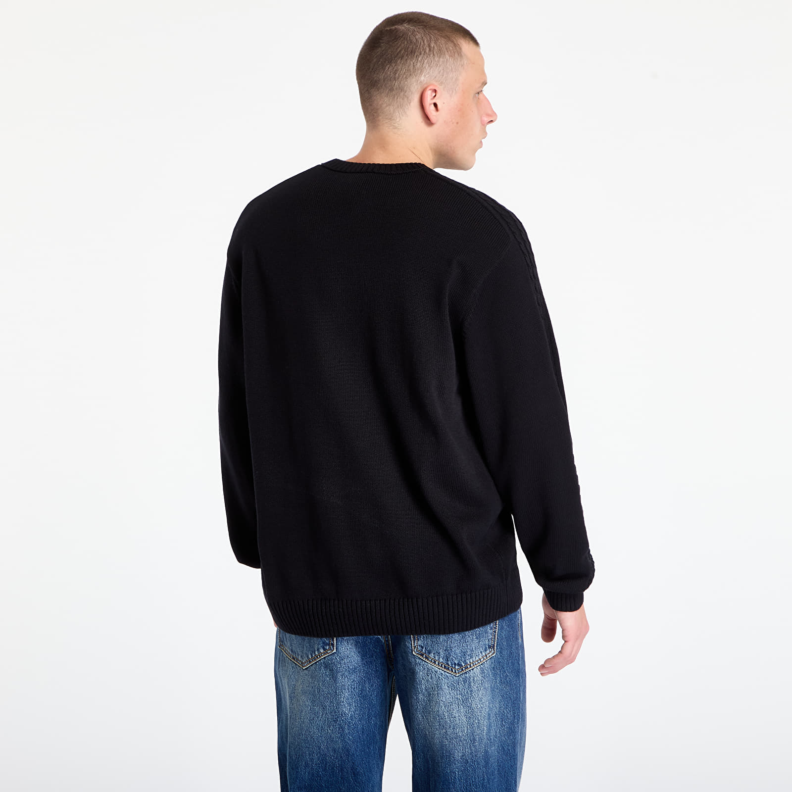 Чоловічі светри adidas Premium Essentials Knit Crewneck Black/ Semi Lucid Fuchsia