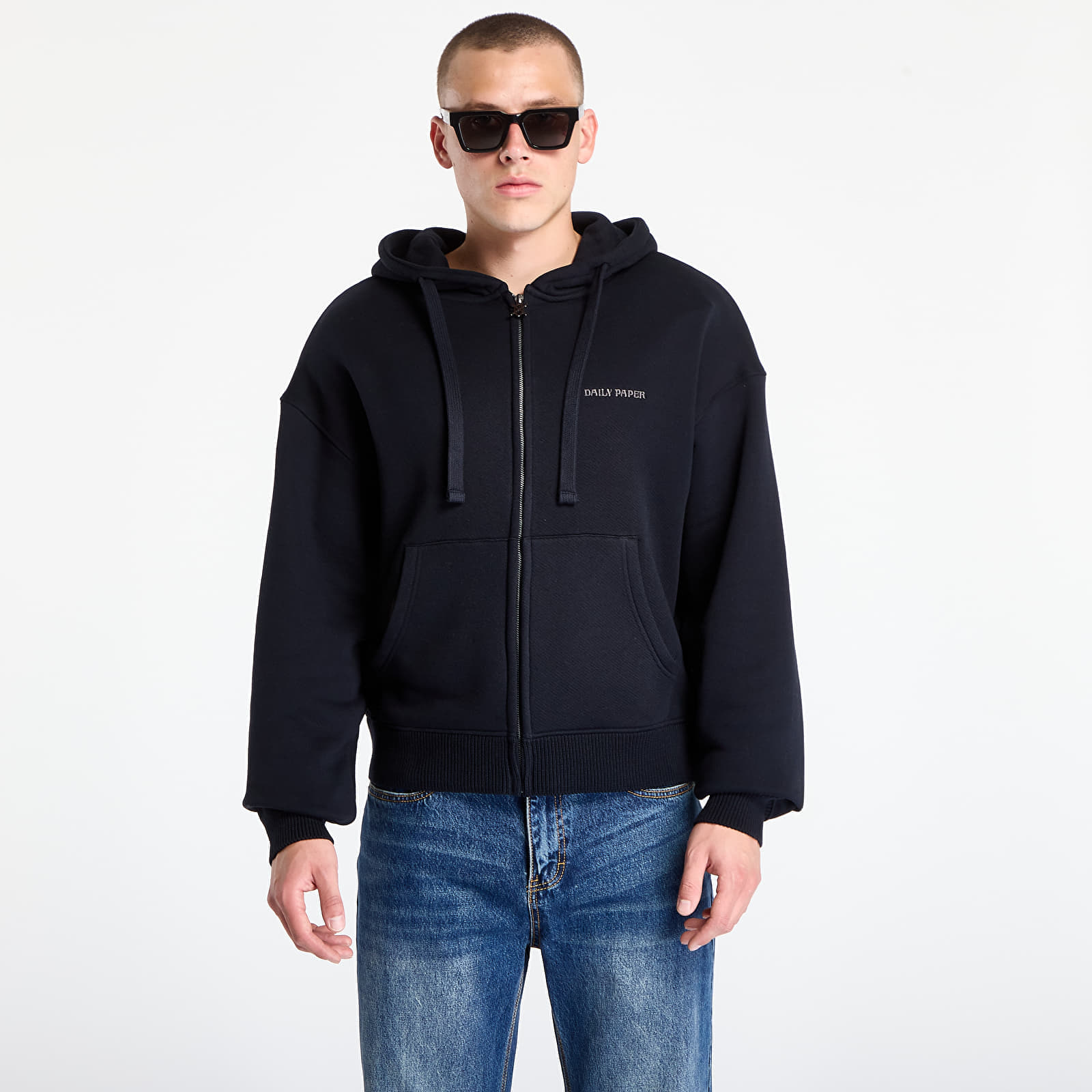 Sweatshirt Daily Paper Boxy Zip Up Hoodie Black XL