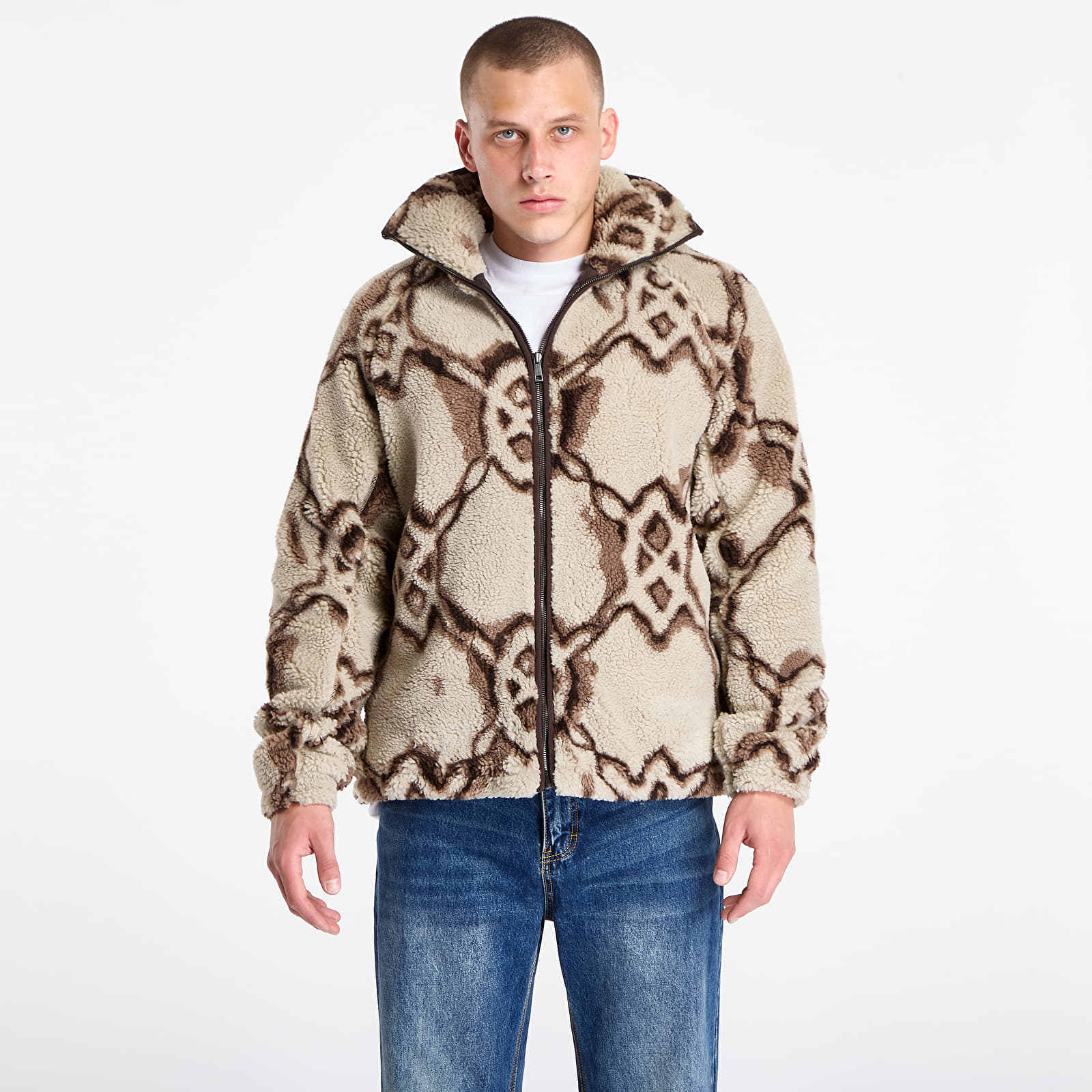 Men's sweatshirts Daily Paper Burned Shield Sherpa Hoodie Off White