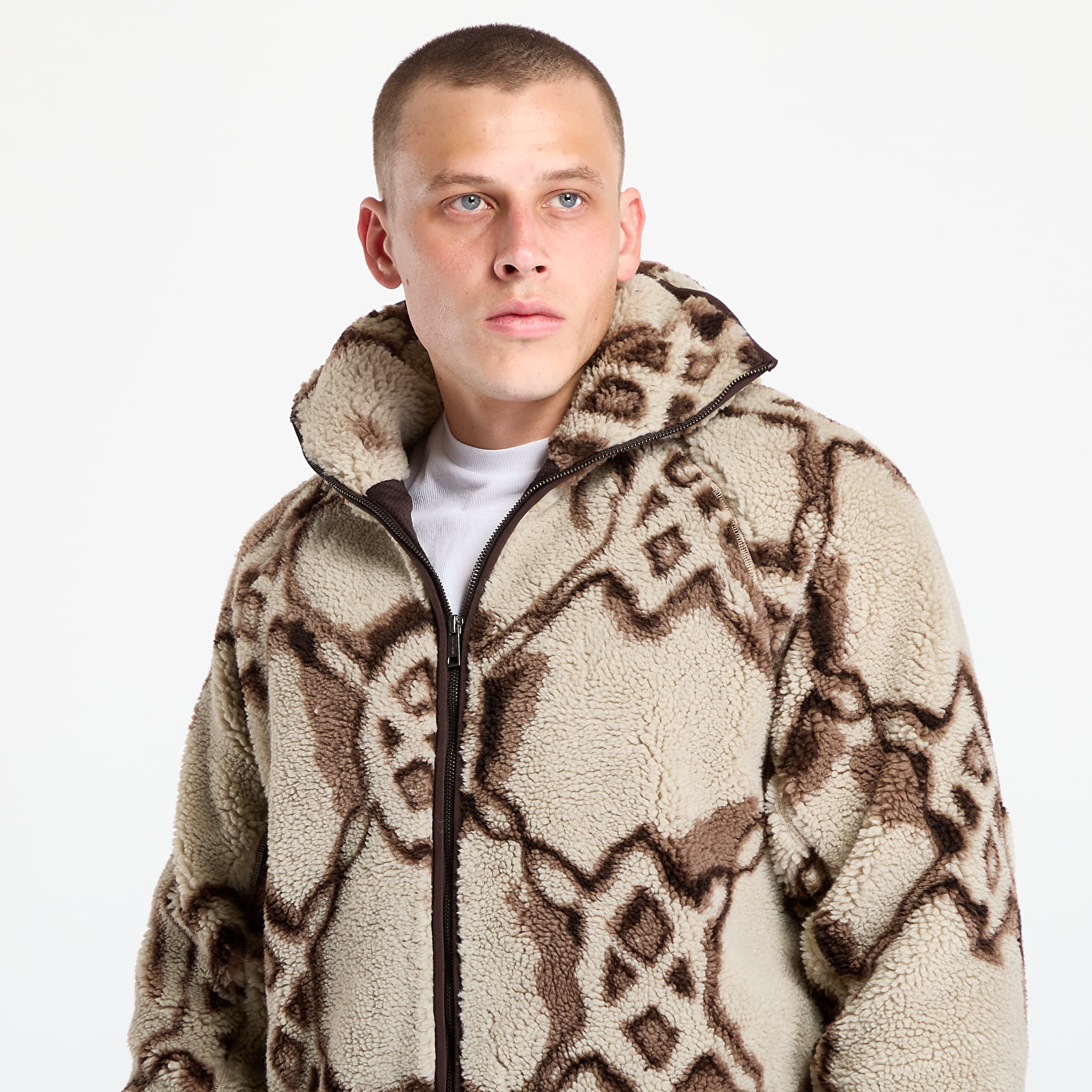 Men's sweatshirts Daily Paper Burned Shield Sherpa Hoodie Off White