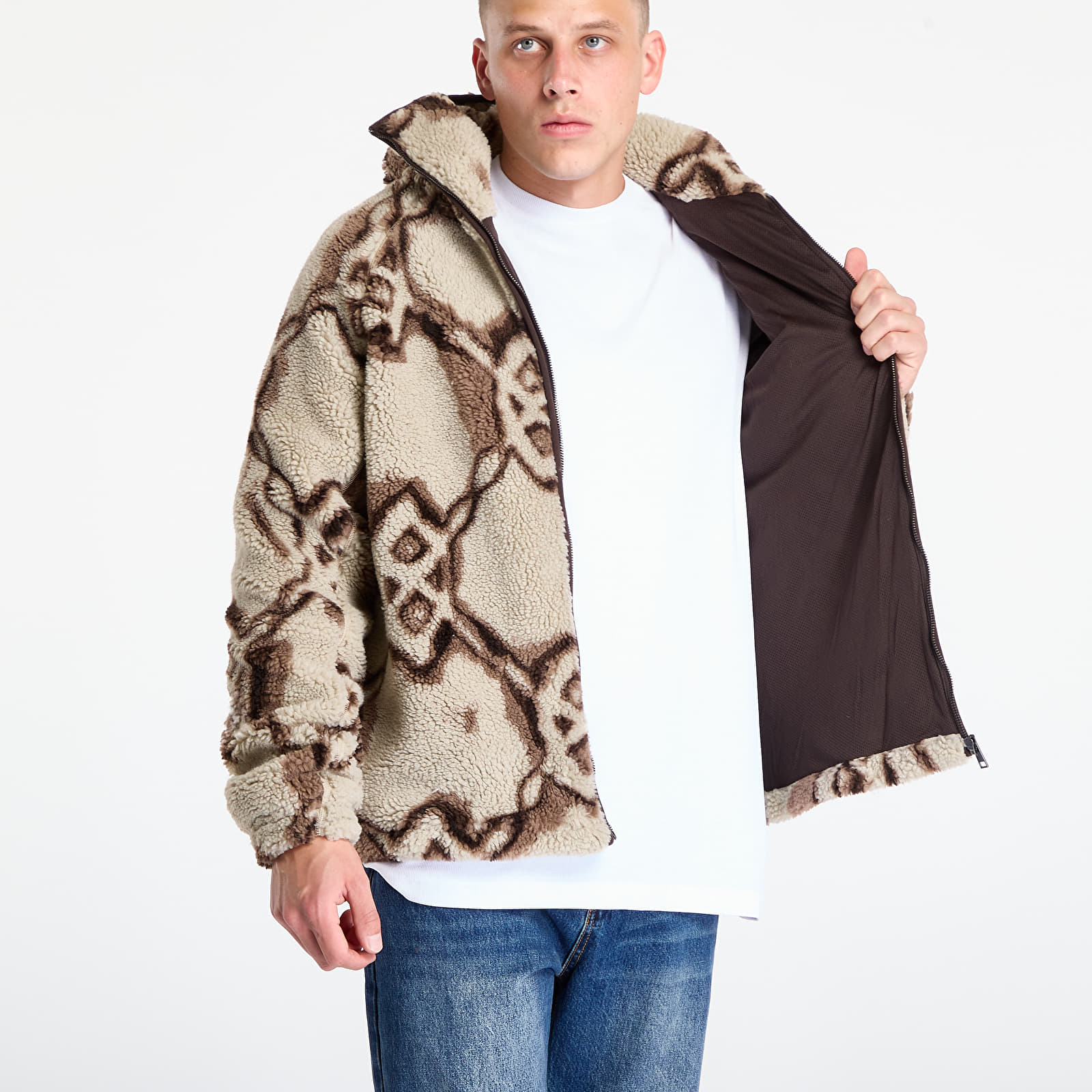 Men's sweatshirts Daily Paper Burned Shield Sherpa Hoodie Off White