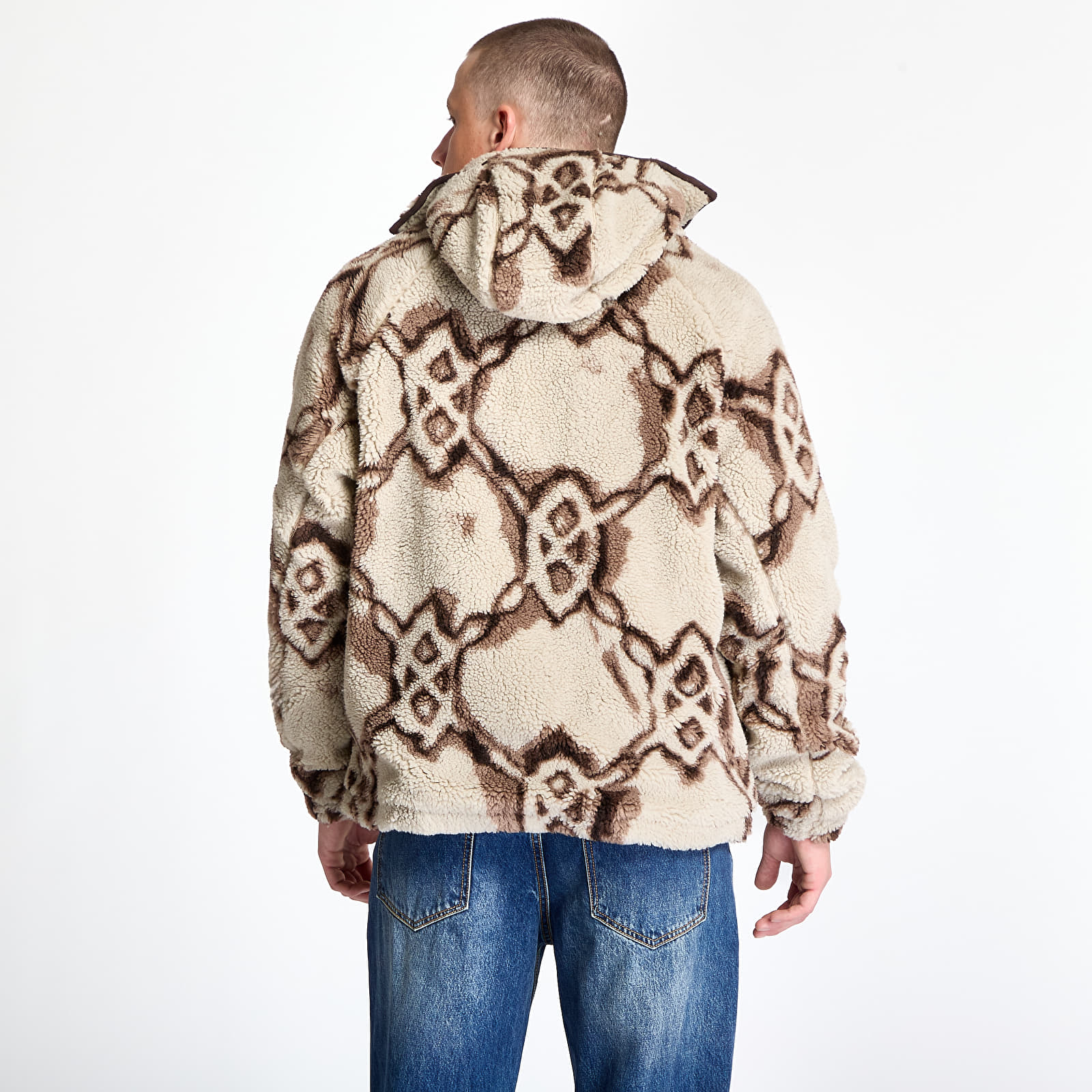Men's sweatshirts Daily Paper Burned Shield Sherpa Hoodie Off White