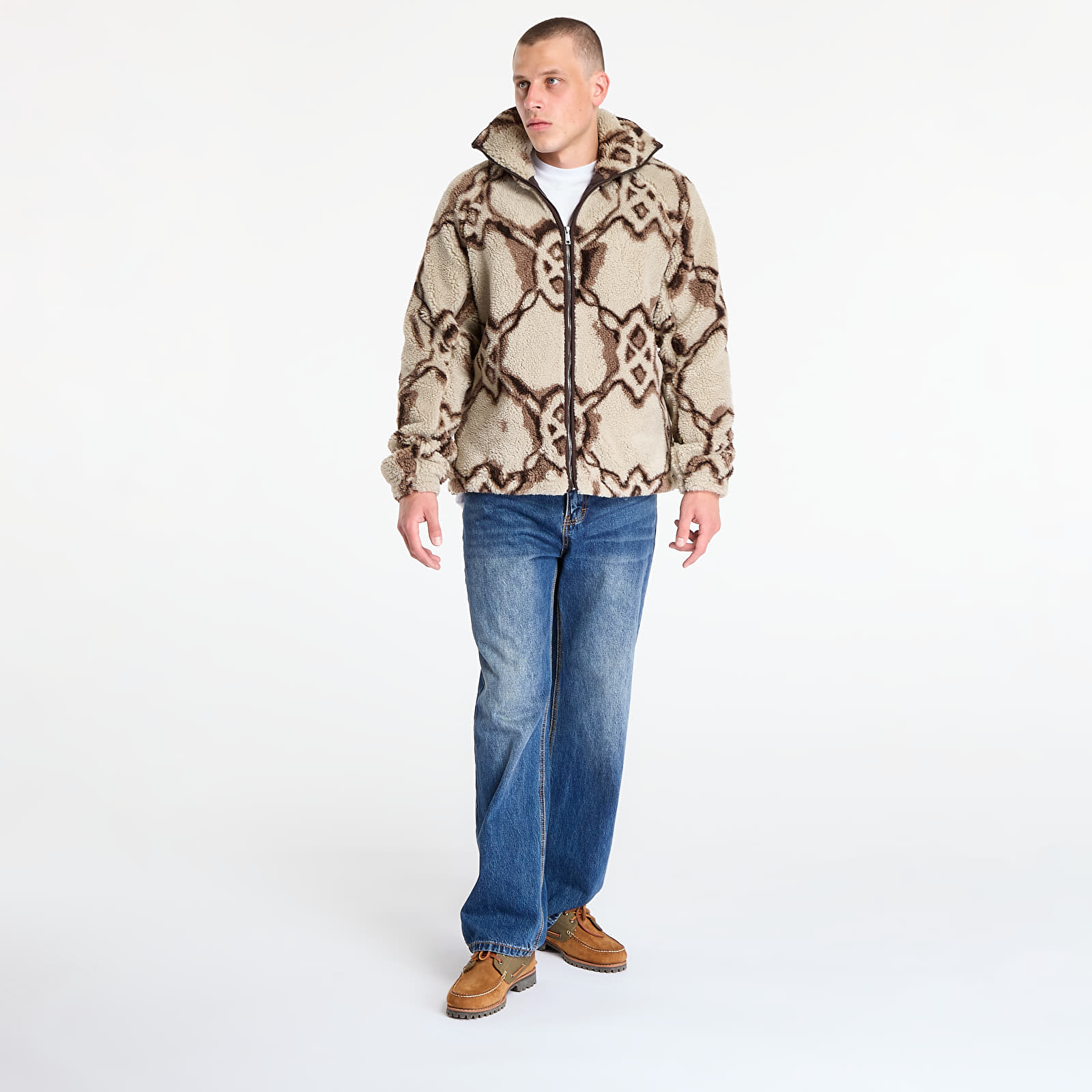 Men's sweatshirts Daily Paper Burned Shield Sherpa Hoodie Off White