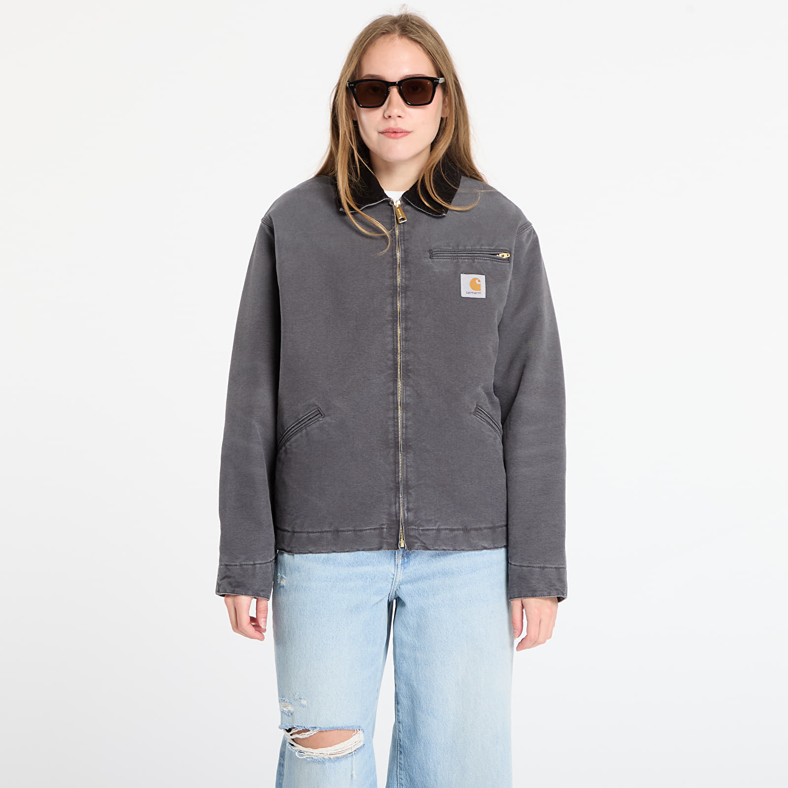 Pánské bundy Carhartt WIP OG Detroit Jacket UNISEX Graphite/ Black Stone Canvas