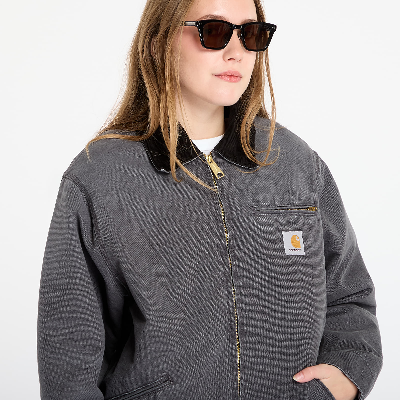 Pánské bundy Carhartt WIP OG Detroit Jacket UNISEX Graphite/ Black Stone Canvas