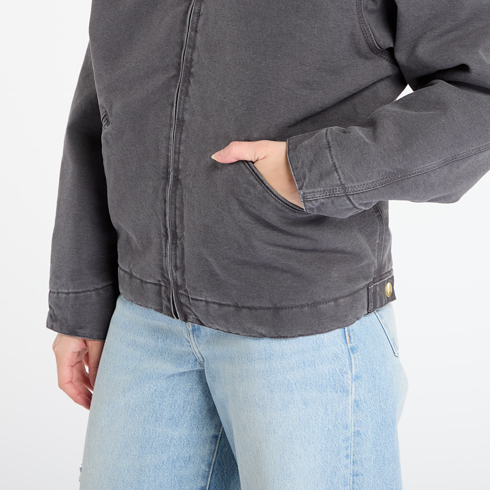 Pánské bundy Carhartt WIP OG Detroit Jacket UNISEX Graphite/ Black Stone Canvas