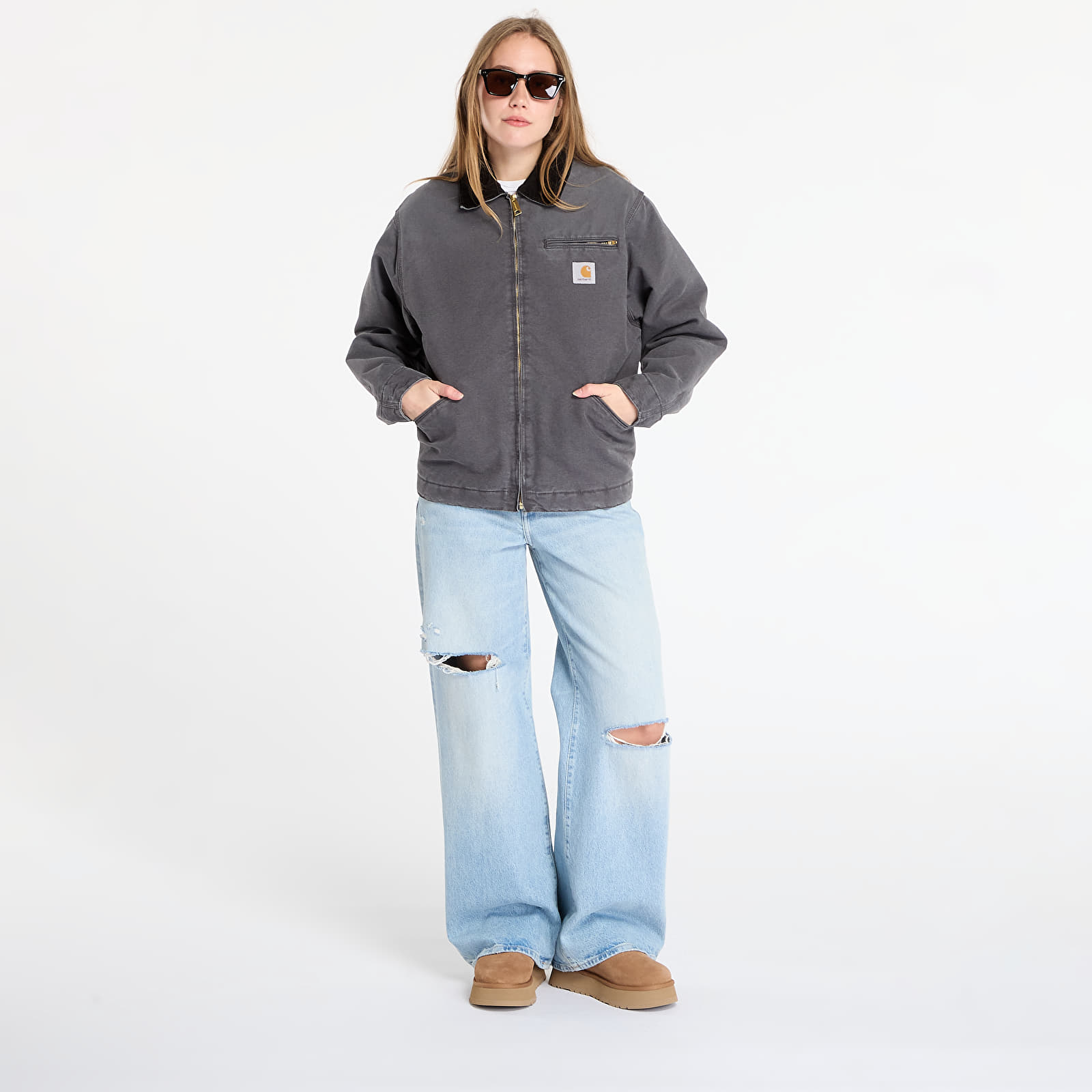 Pánské bundy Carhartt WIP OG Detroit Jacket UNISEX Graphite/ Black Stone Canvas