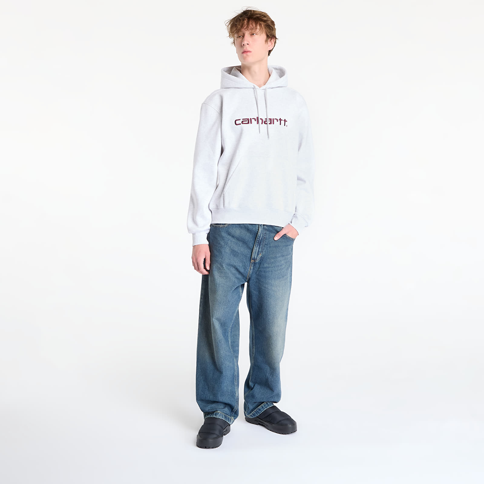 Herren-Sweatshirts Carhartt WIP Hooded Carhartt Sweat UNISEX Ash Heather/ Rondo