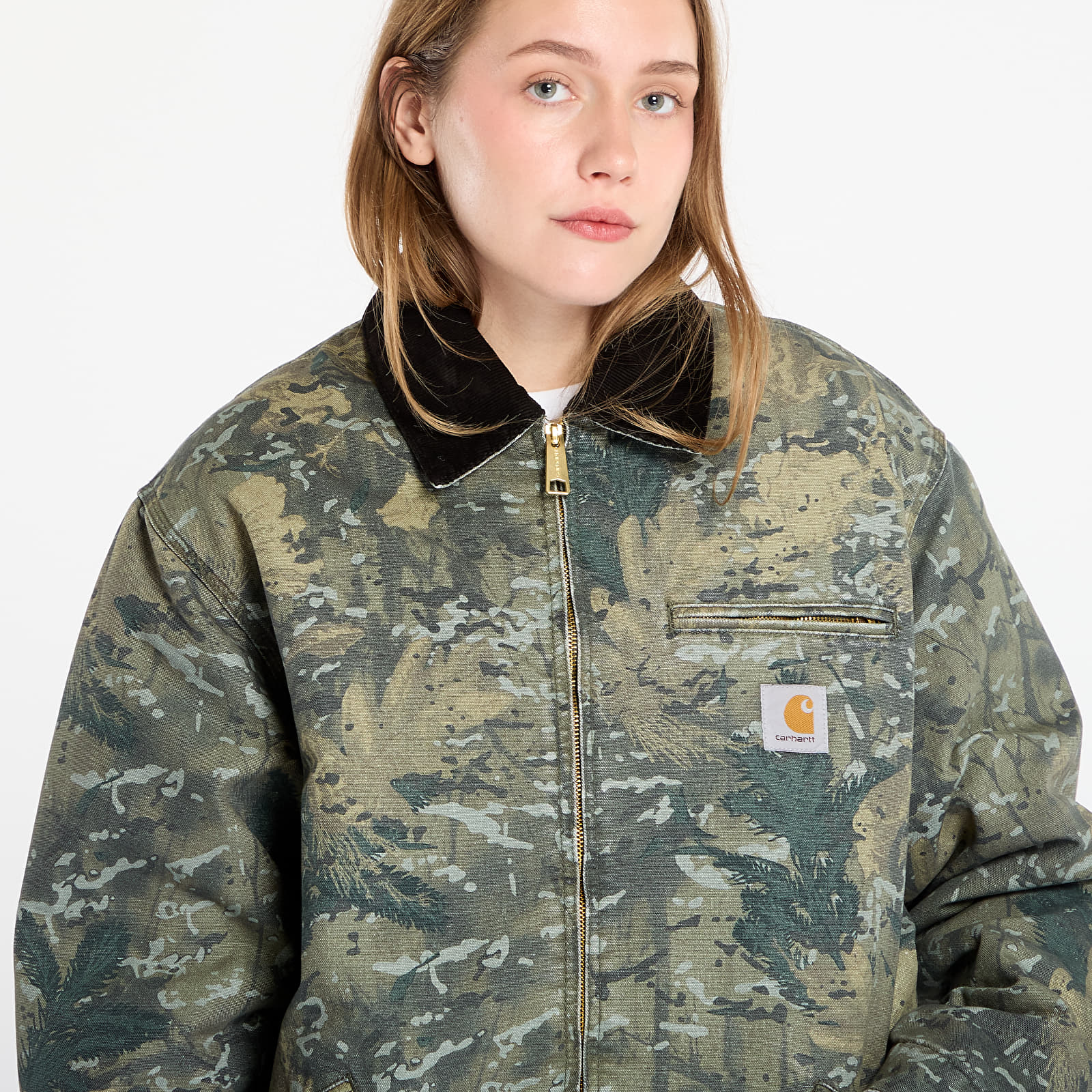 Pánské bundy Carhartt WIP OG Detroit Jacket Camo UNISEX Combi/ Green/ Black Stone Washed