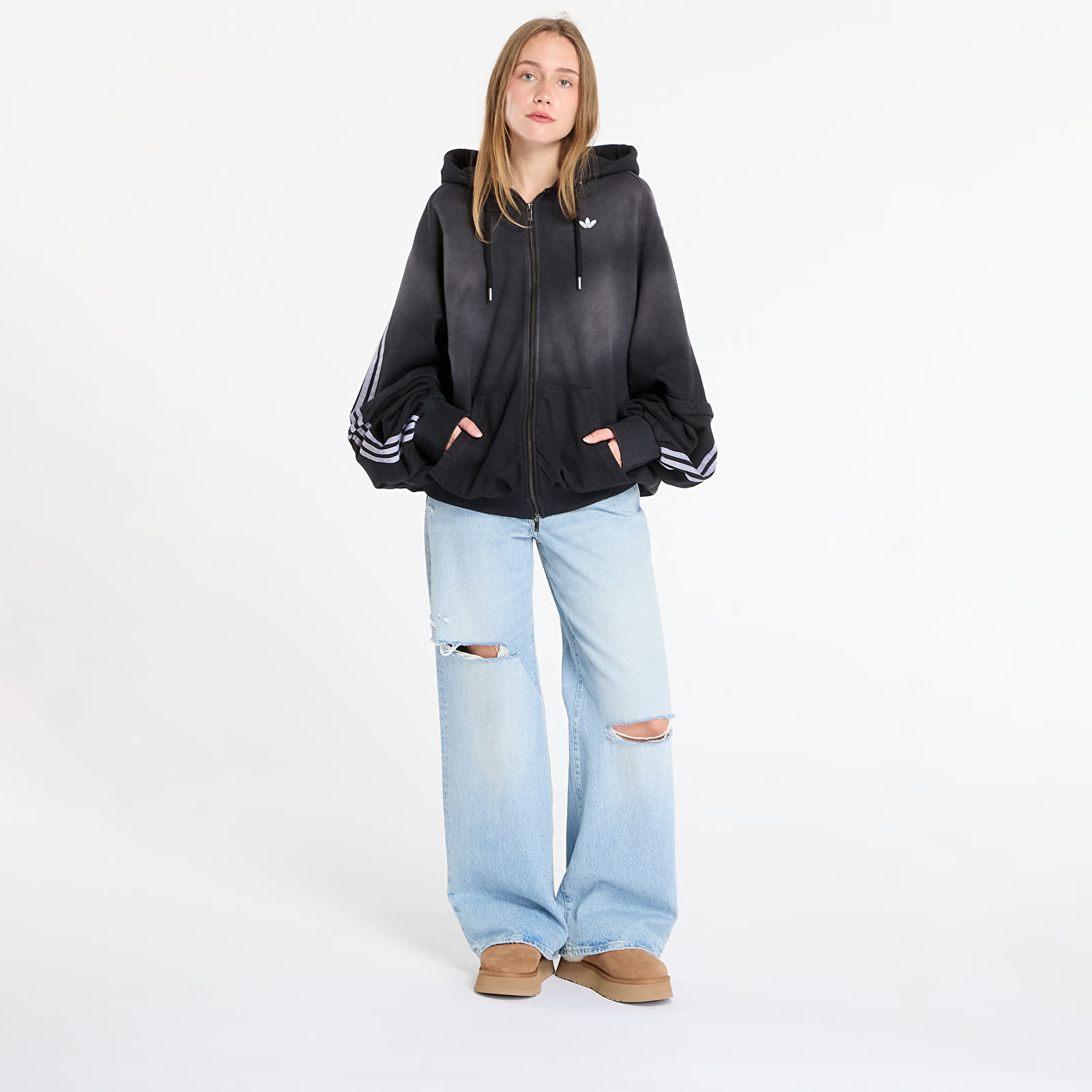 Женские худи adidas Adilenium Season 4 Teamgeist Washed Oversized Full-Zip Hoodie Black/ Grey Six
