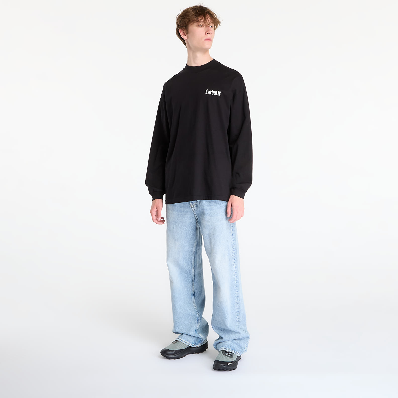 T-Shirts Männer Carhartt WIP L/S Schooling Mockneck T-Shirt UNISEX Black/ Wax