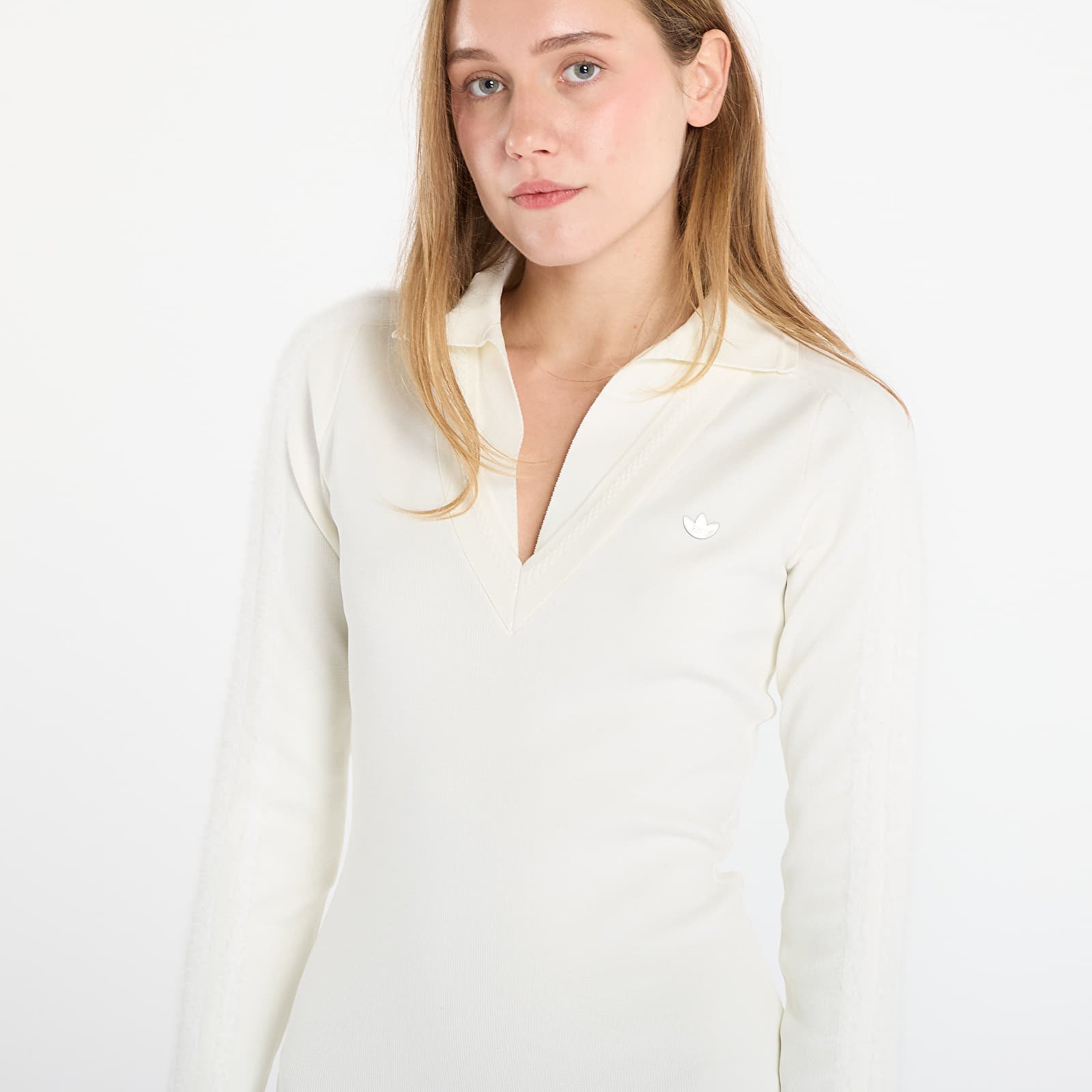 Женские платья adidas Long Sleeve Collared Dress Off White
