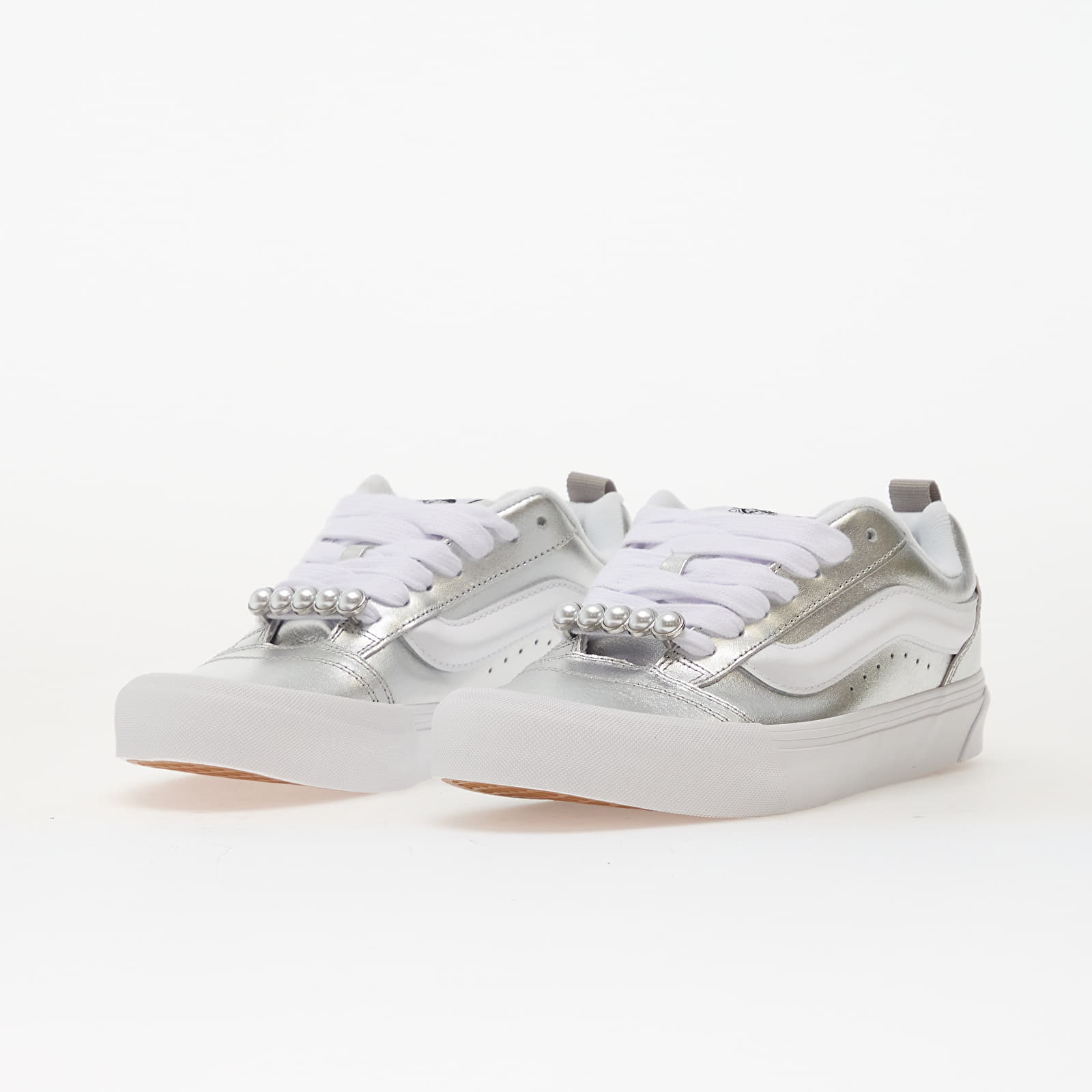 Pánské tenisky a boty Vans Knu Skool Metallic Leather Silver