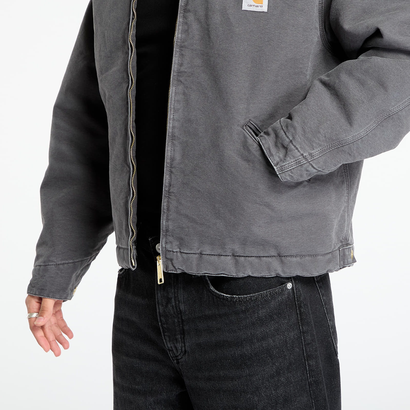 Muške jakne Carhartt WIP OG Detroit Jacket UNISEX Graphite/ Black Stone Canvas