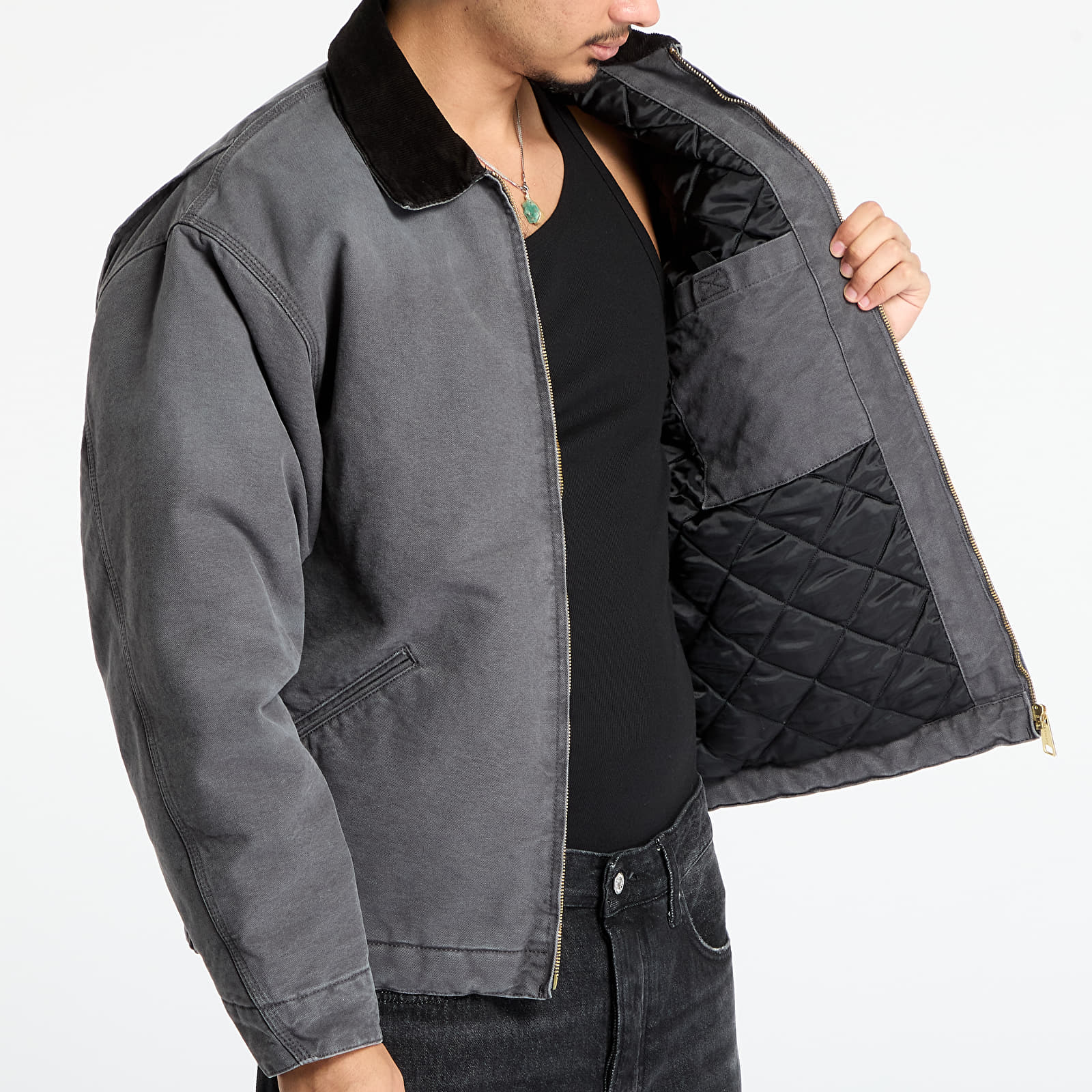 Muške jakne Carhartt WIP OG Detroit Jacket UNISEX Graphite/ Black Stone Canvas