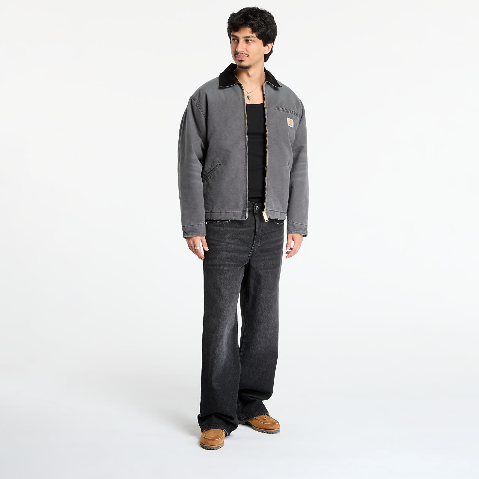 Muške jakne Carhartt WIP OG Detroit Jacket UNISEX Graphite/ Black Stone Canvas