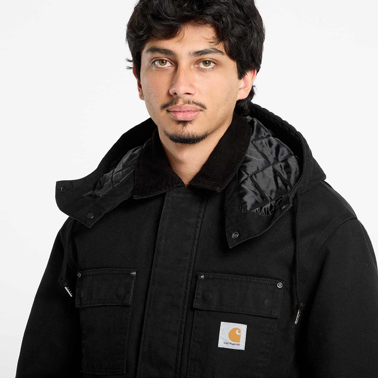 Pánské bundy Carhartt WIP Ambel Coat UNISEX  Black/ Black Stone Washed