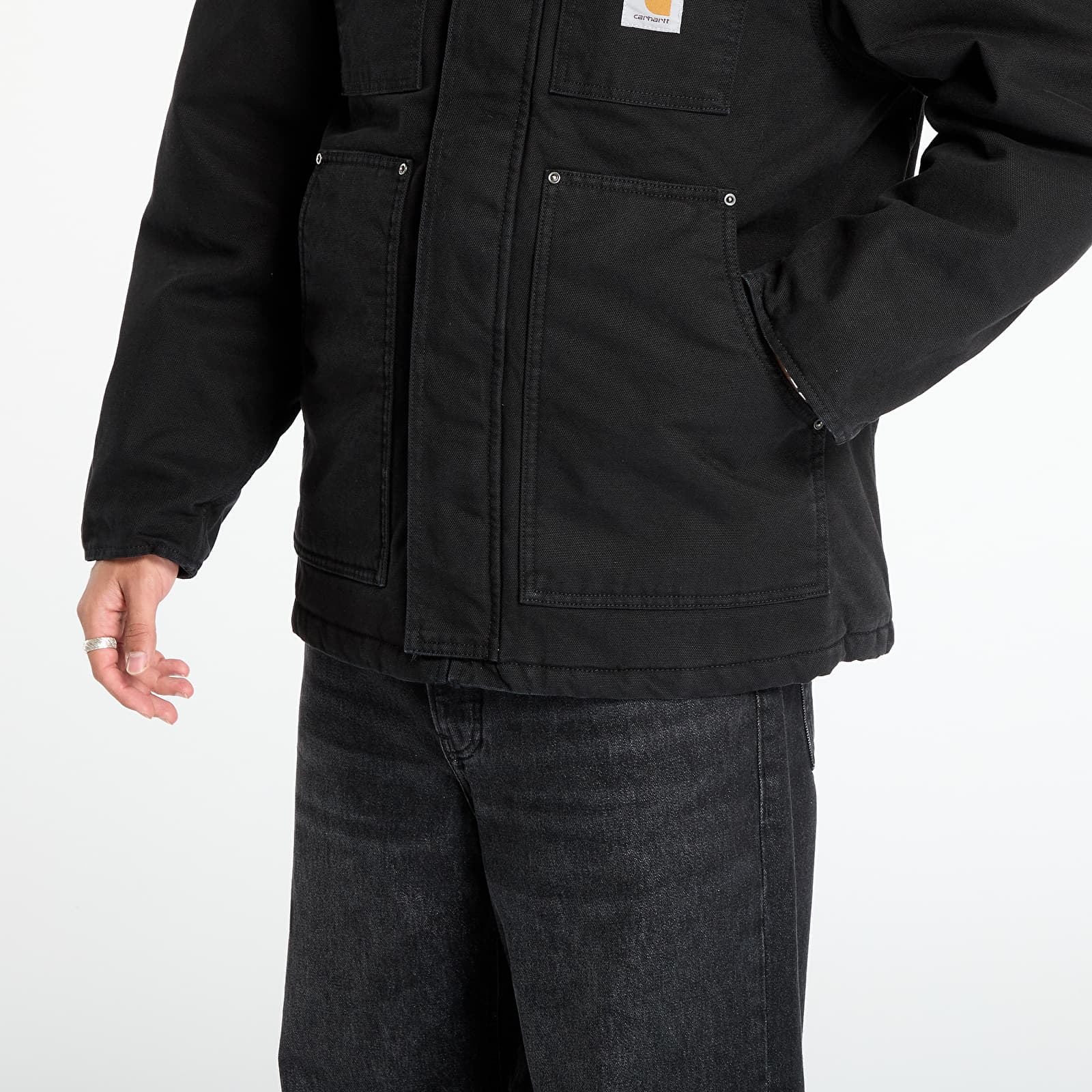 Pánské bundy Carhartt WIP Ambel Coat UNISEX  Black/ Black Stone Washed