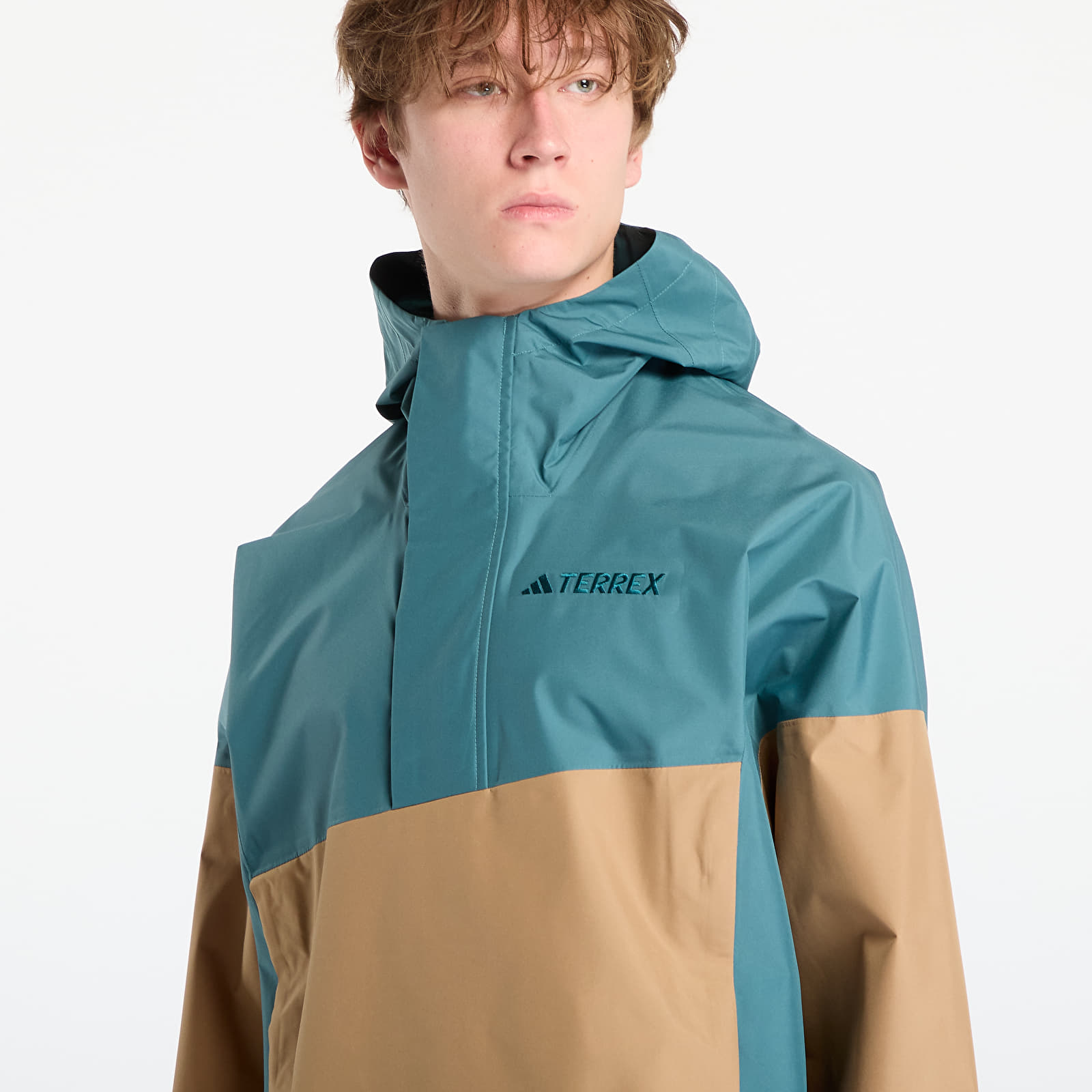 Pánské bundy adidas Terrex Xploric 2.5L Climaproof Anorak Preloved Teal