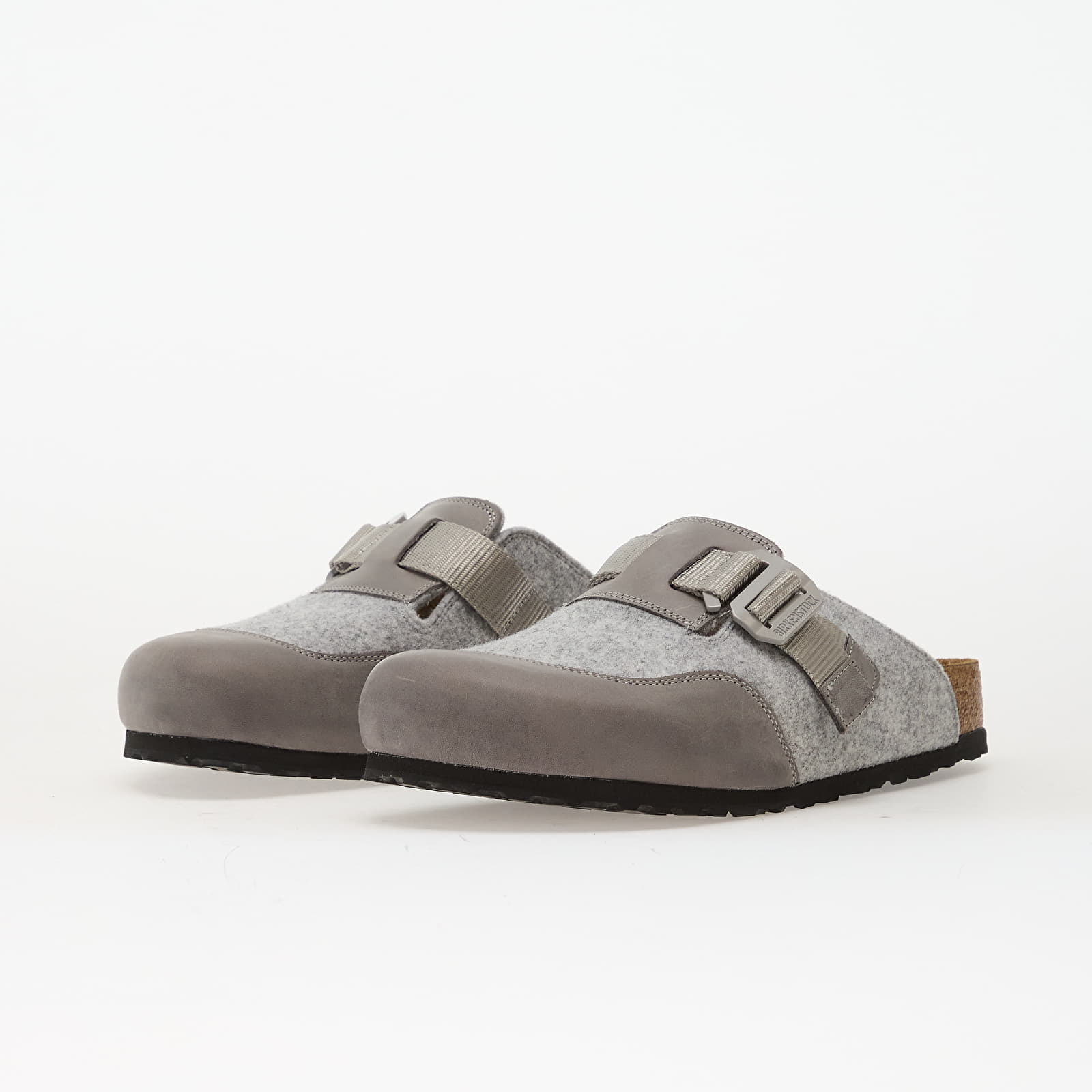 Joggesko og sko for menn Birkenstock Boston Nova Felt Leather/ Textile/ Felt Stone Coin