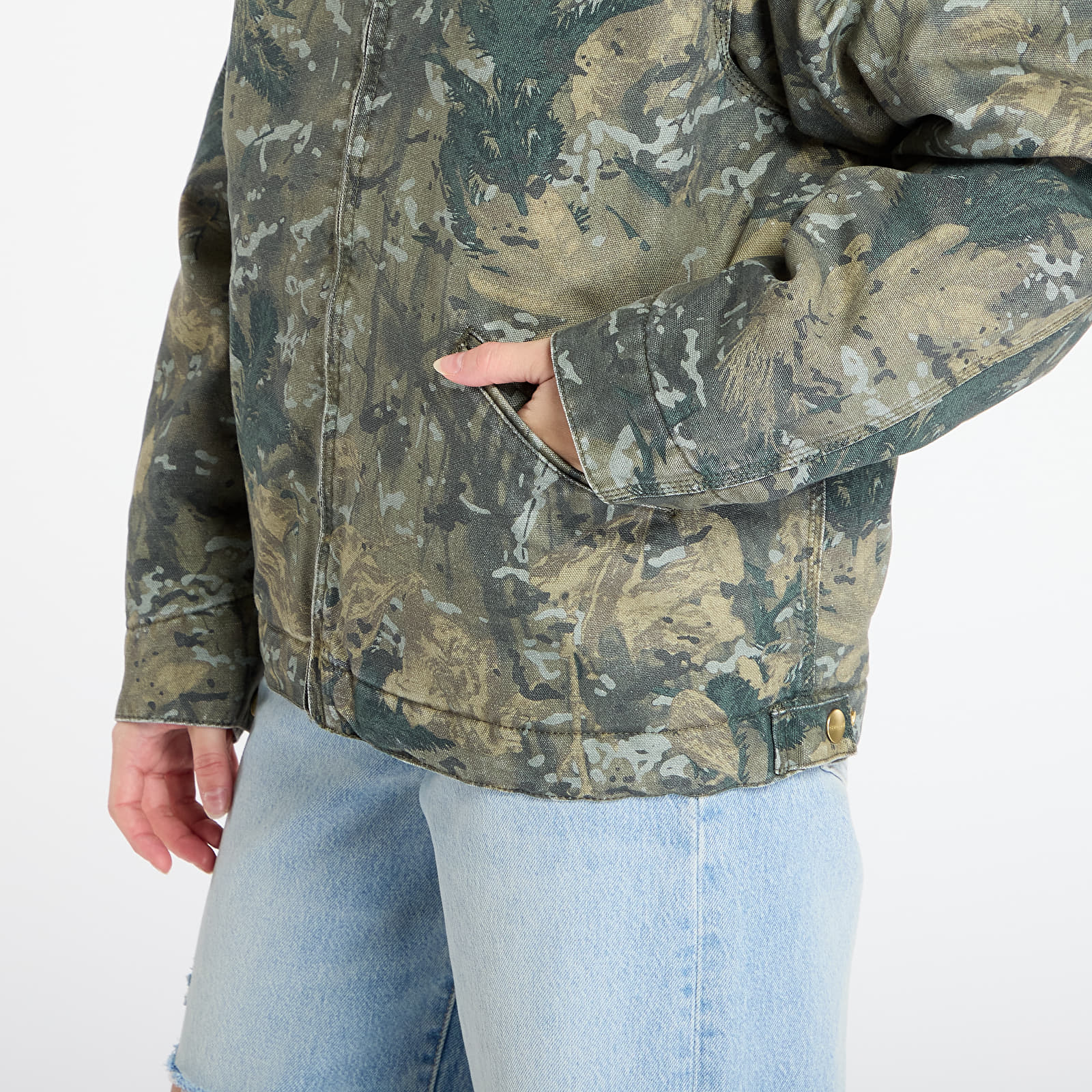 Muške jakne Carhartt WIP OG Detroit Jacket Camo UNISEX Combi/ Green/ Black Stone Washed
