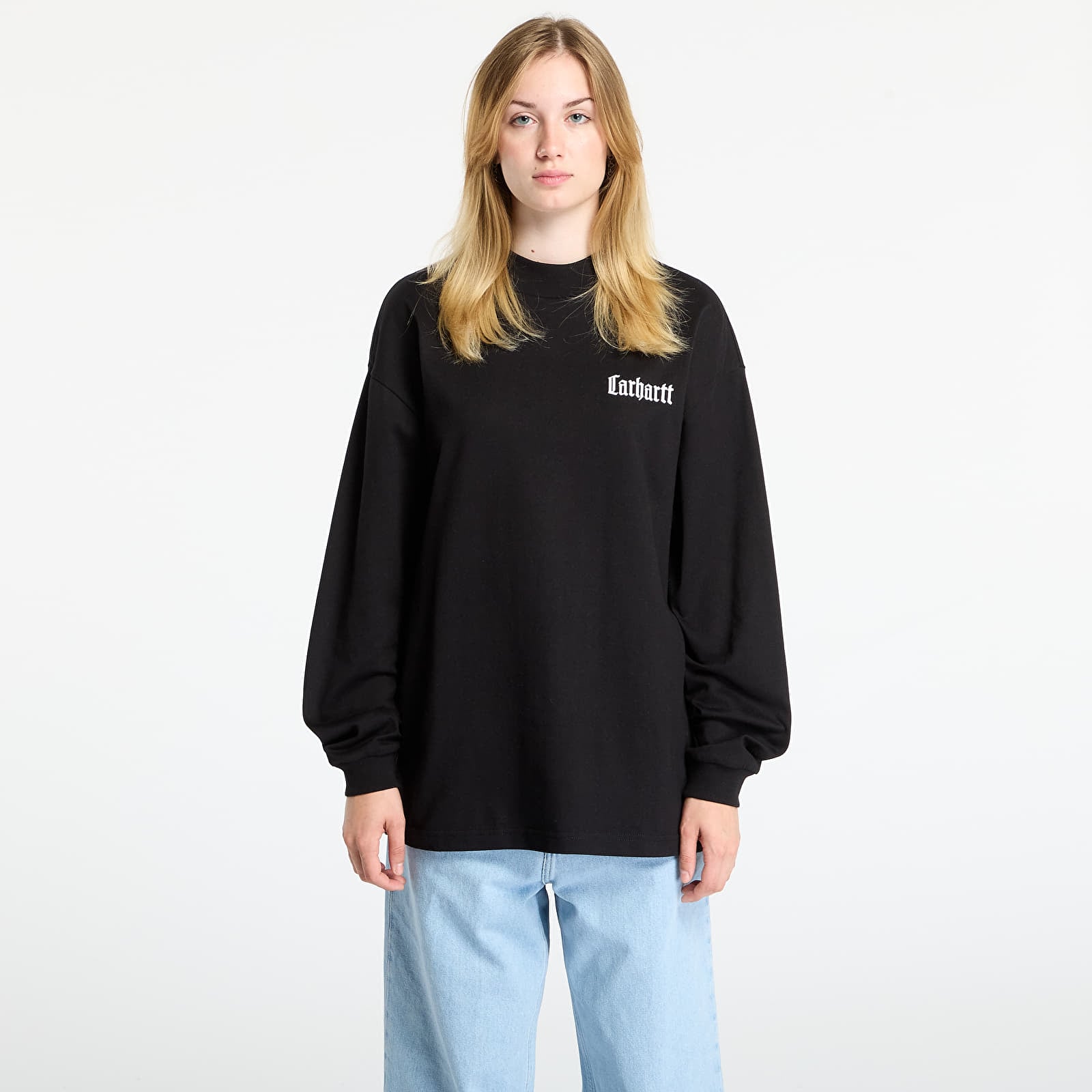 Férfi pólok Carhartt WIP L/S Schooling Mockneck T-Shirt UNISEX Black/ Wax