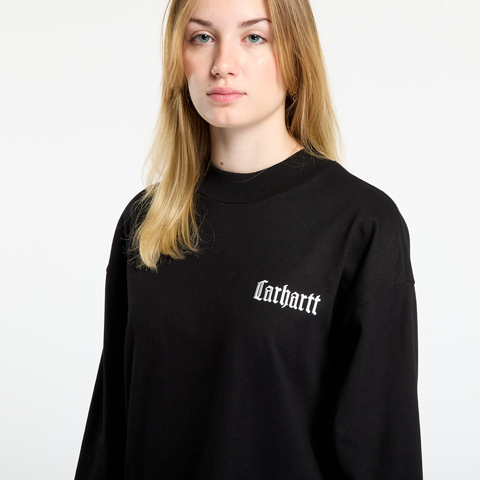 Férfi pólok Carhartt WIP L/S Schooling Mockneck T-Shirt UNISEX Black/ Wax