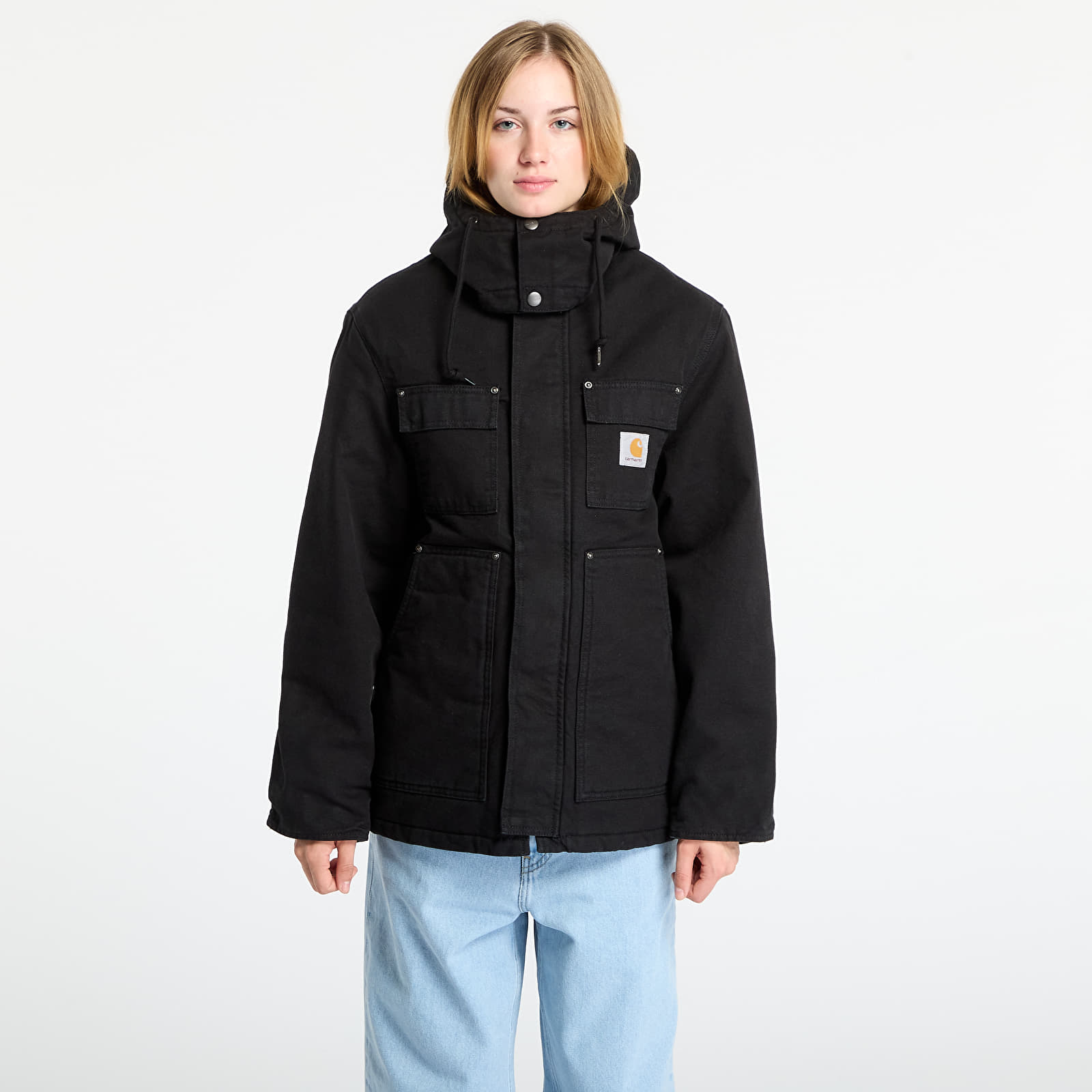 Pánské bundy Carhartt WIP Ambel Coat UNISEX  Black/ Black Stone Washed