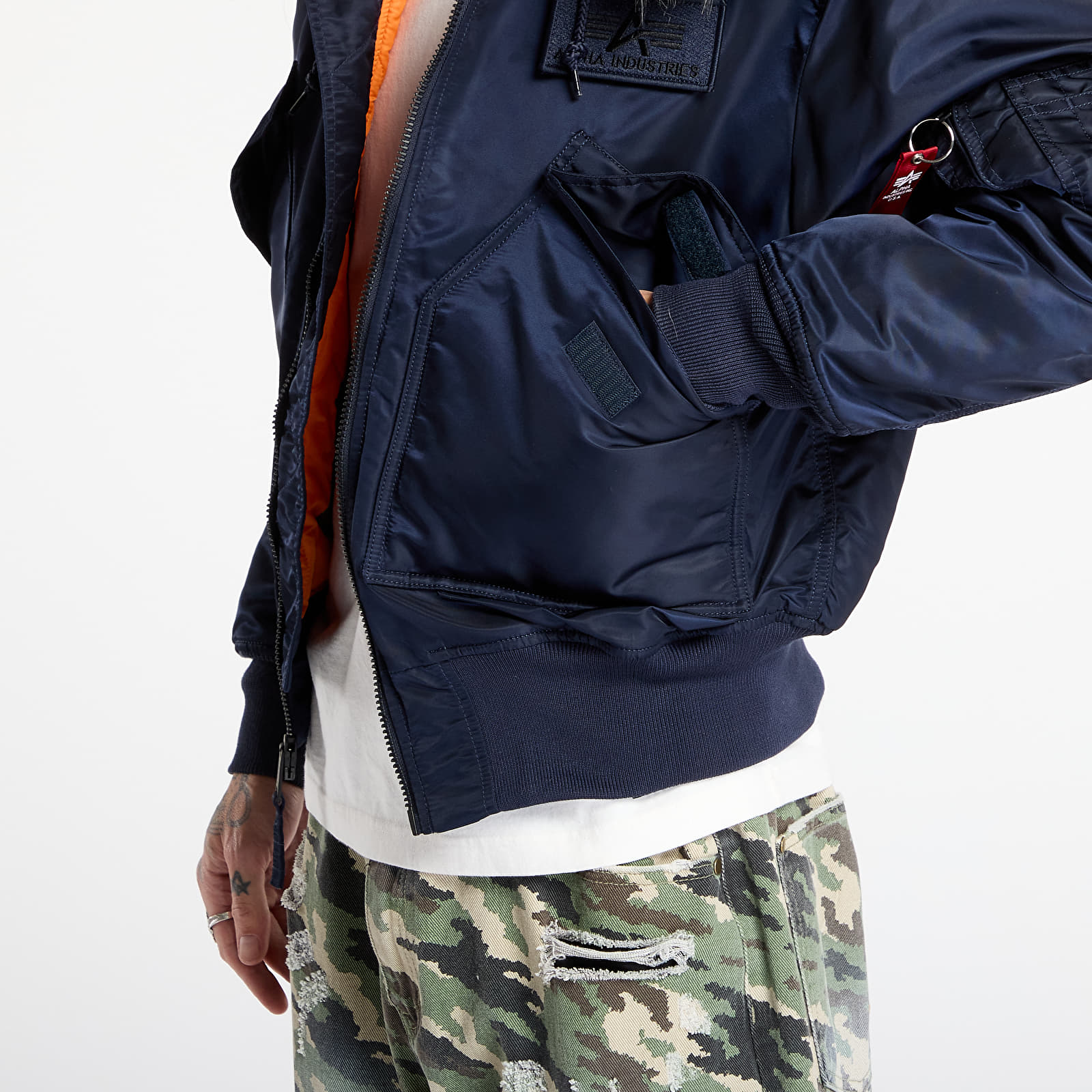 Pánské bundy Alpha Industries 45/P Hooded Custom Ultra Navy